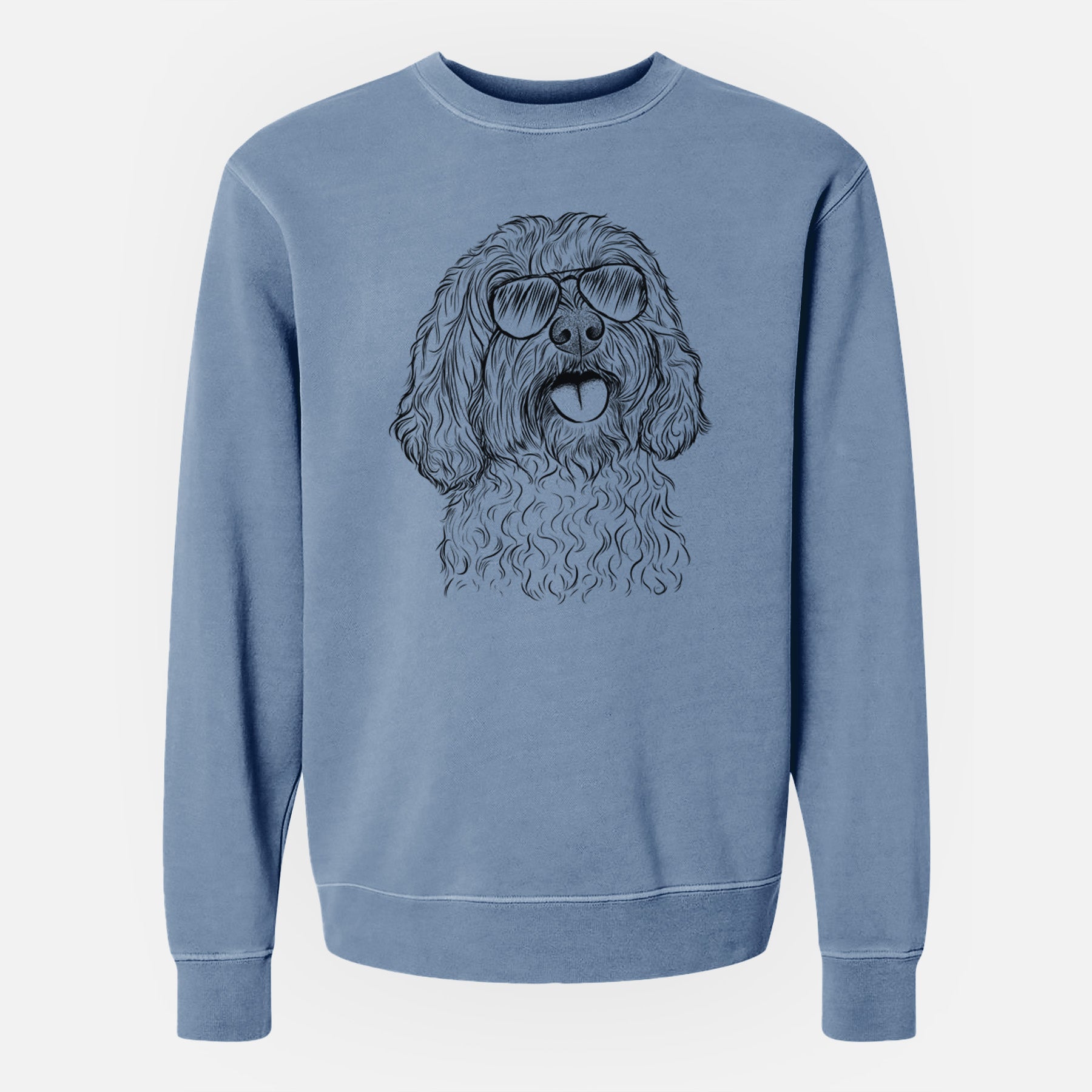 Aviator Cali the Cavapoo - Unisex Pigment Dyed Crew Sweatshirt