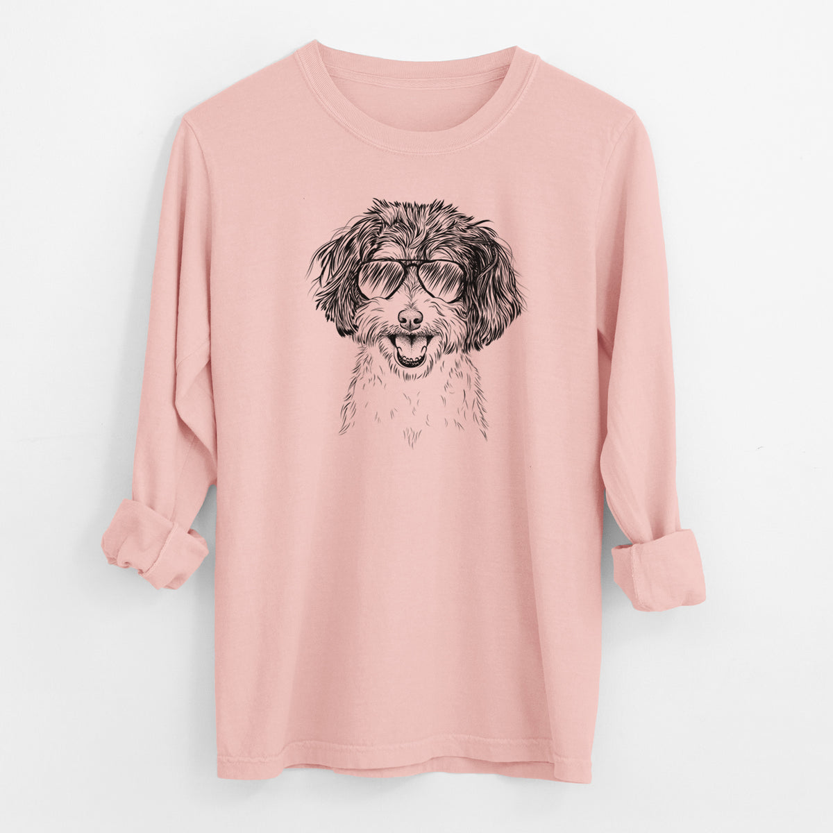Aviator Carlos the Cavapoo - Men's Heavyweight 100% Cotton Long Sleeve