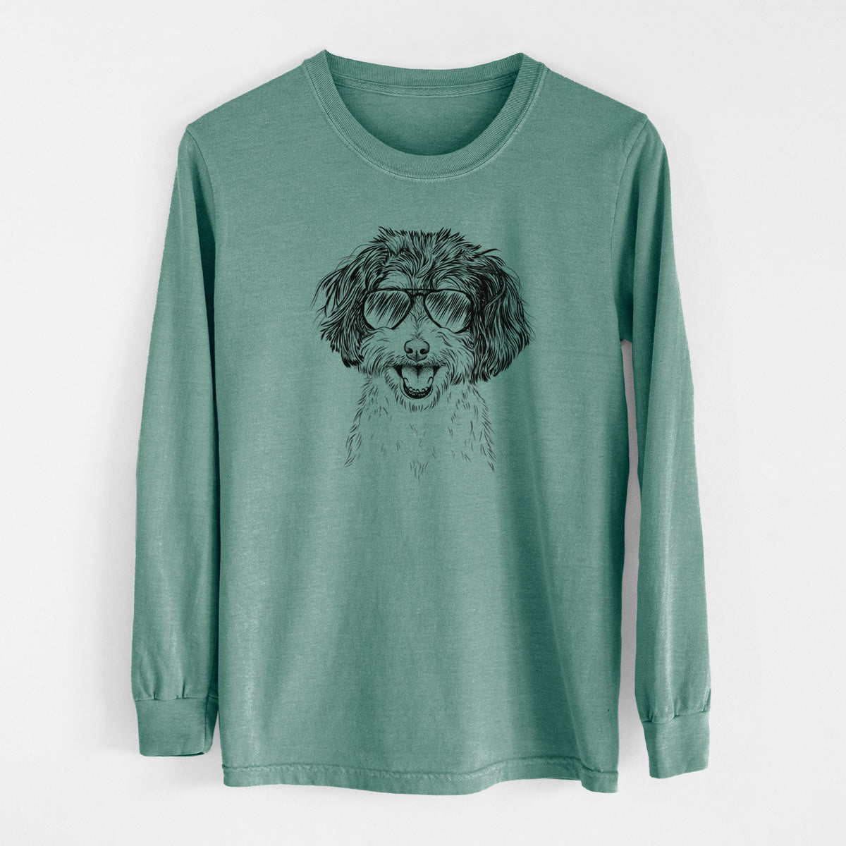 Aviator Carlos the Cavapoo - Men's Heavyweight 100% Cotton Long Sleeve