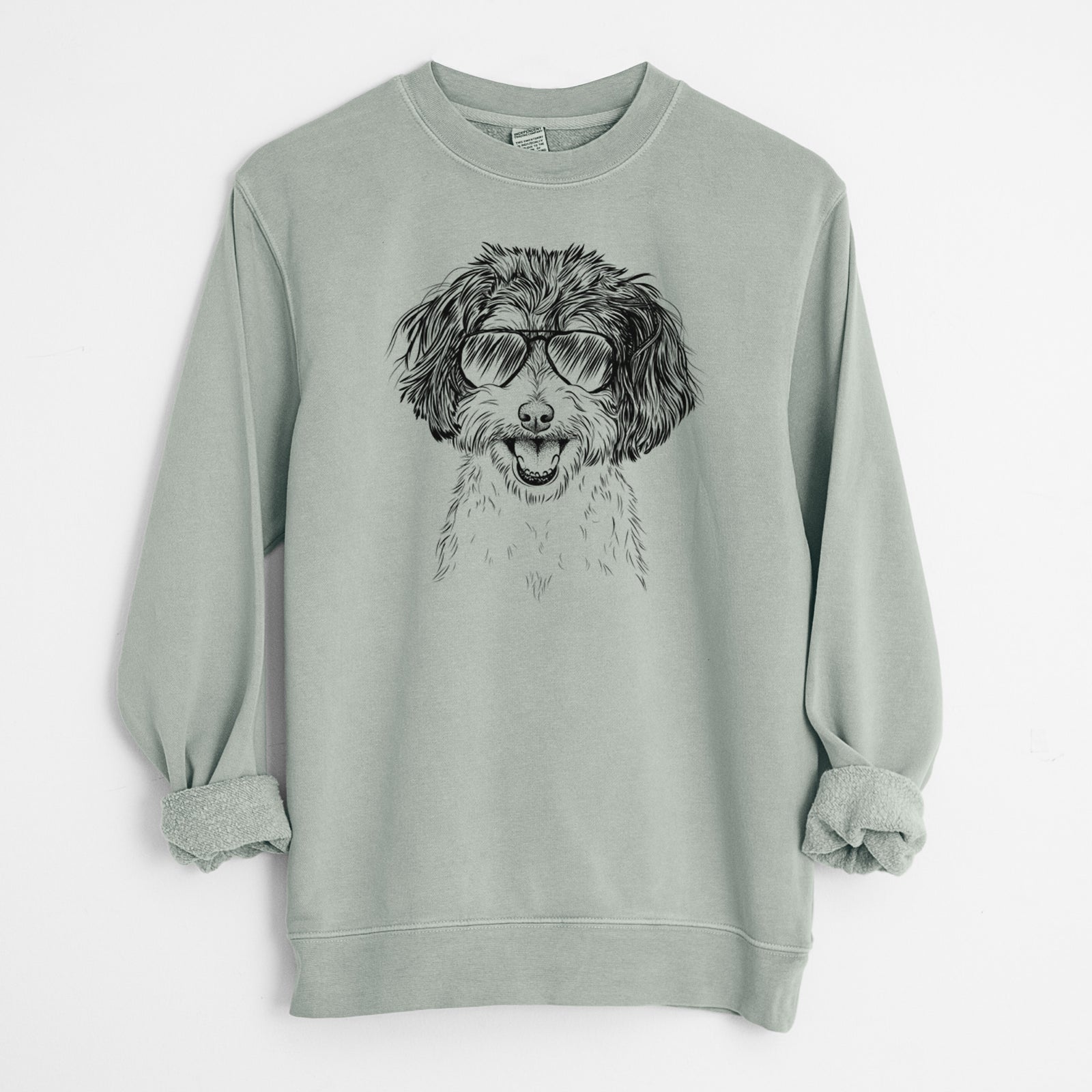 Aviator Carlos the Cavapoo - Unisex Pigment Dyed Crew Sweatshirt