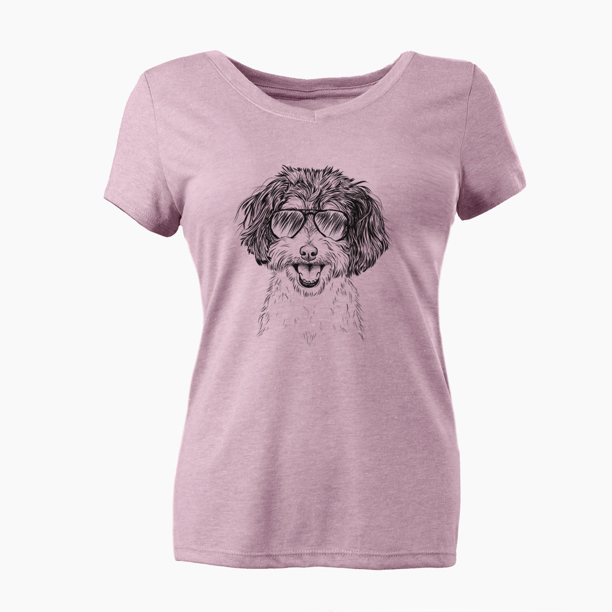 Aviator Carlos the Cavapoo - Women's V-neck Shirt