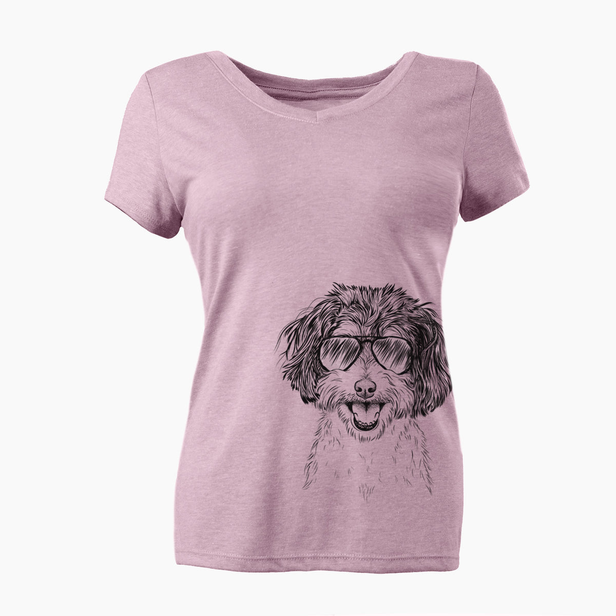 Aviator Carlos the Cavapoo - Women's V-neck Shirt