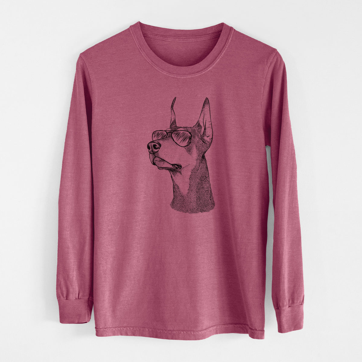 Aviator Cenza the Doberman Pinscher - Men's Heavyweight 100% Cotton Long Sleeve