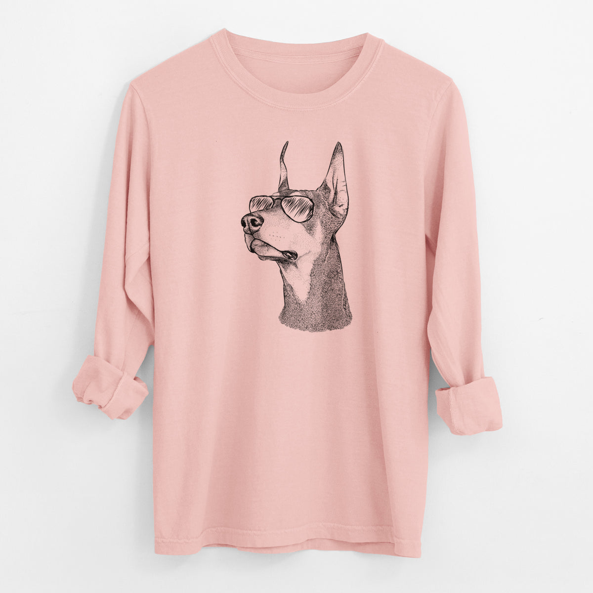 Aviator Cenza the Doberman Pinscher - Men's Heavyweight 100% Cotton Long Sleeve