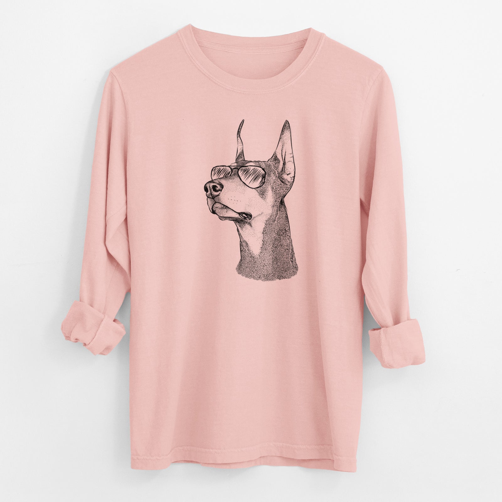 Aviator Cenza the Doberman Pinscher - Men's Heavyweight 100% Cotton Long Sleeve
