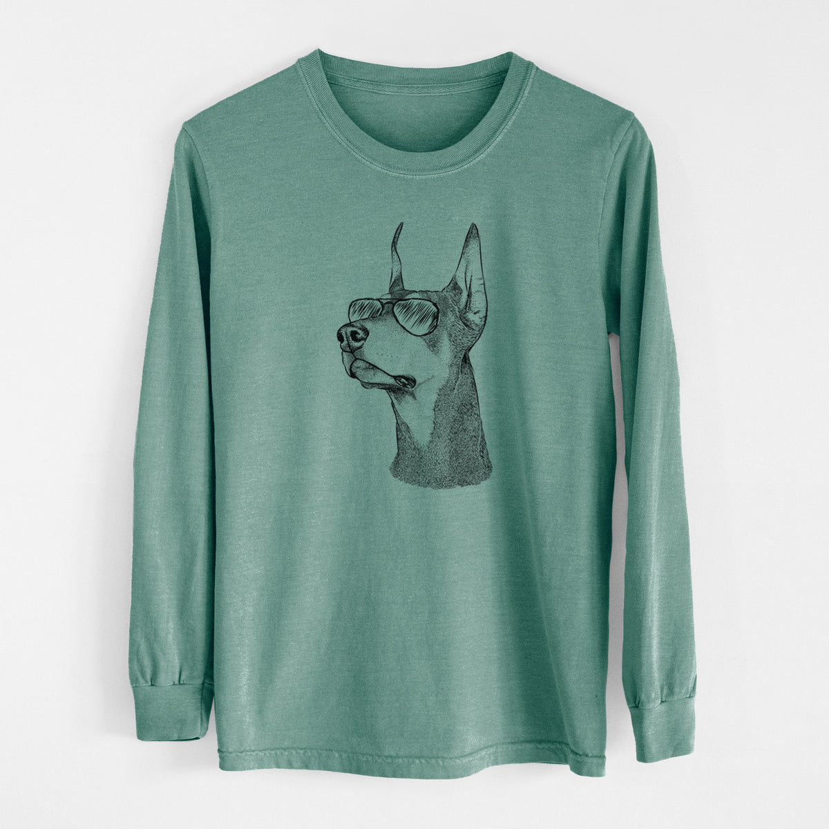 Aviator Cenza the Doberman Pinscher - Men's Heavyweight 100% Cotton Long Sleeve