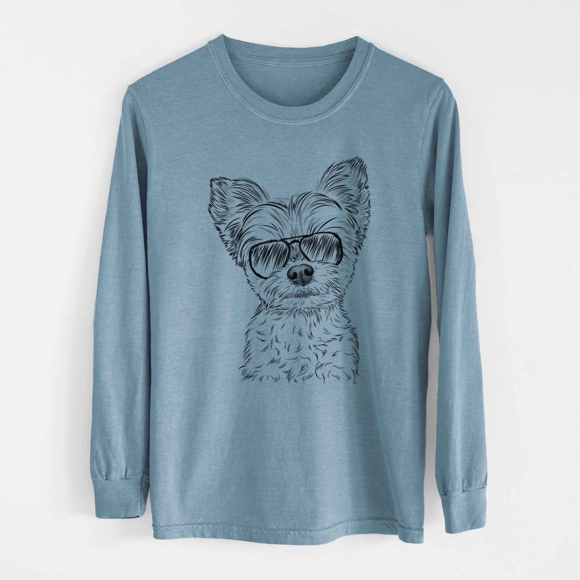 Aviator Chance the Yorkshire Terrier - Men's Heavyweight 100% Cotton Long Sleeve