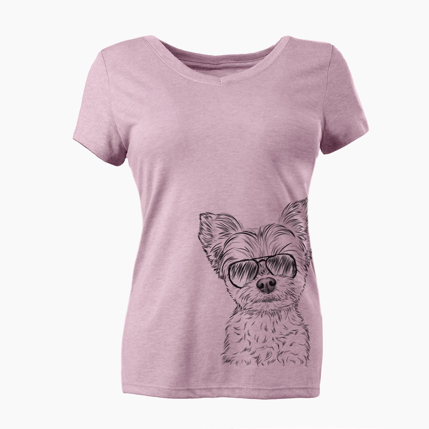Aviator Chance the Yapper the Yorkshire Terrier - Women's V-neck Shirt