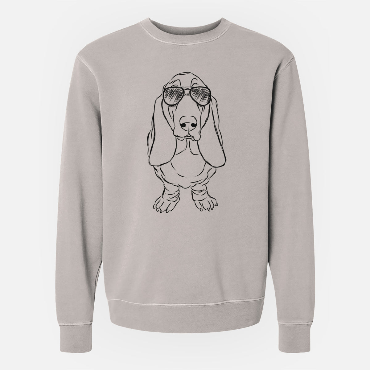 Aviator Charlie the Basset Hound - Unisex Pigment Dyed Crew Sweatshirt
