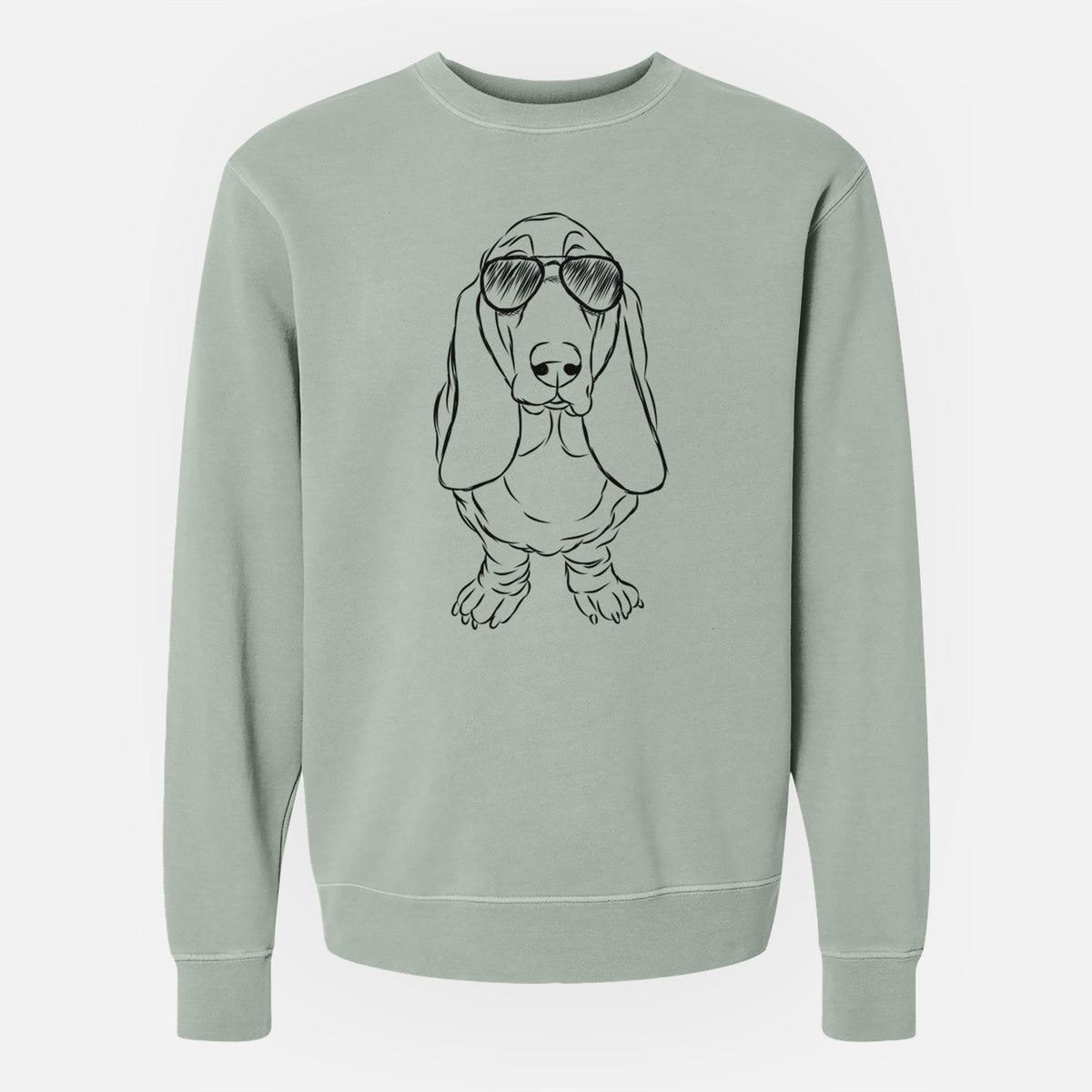 Aviator Charlie the Basset Hound - Unisex Pigment Dyed Crew Sweatshirt