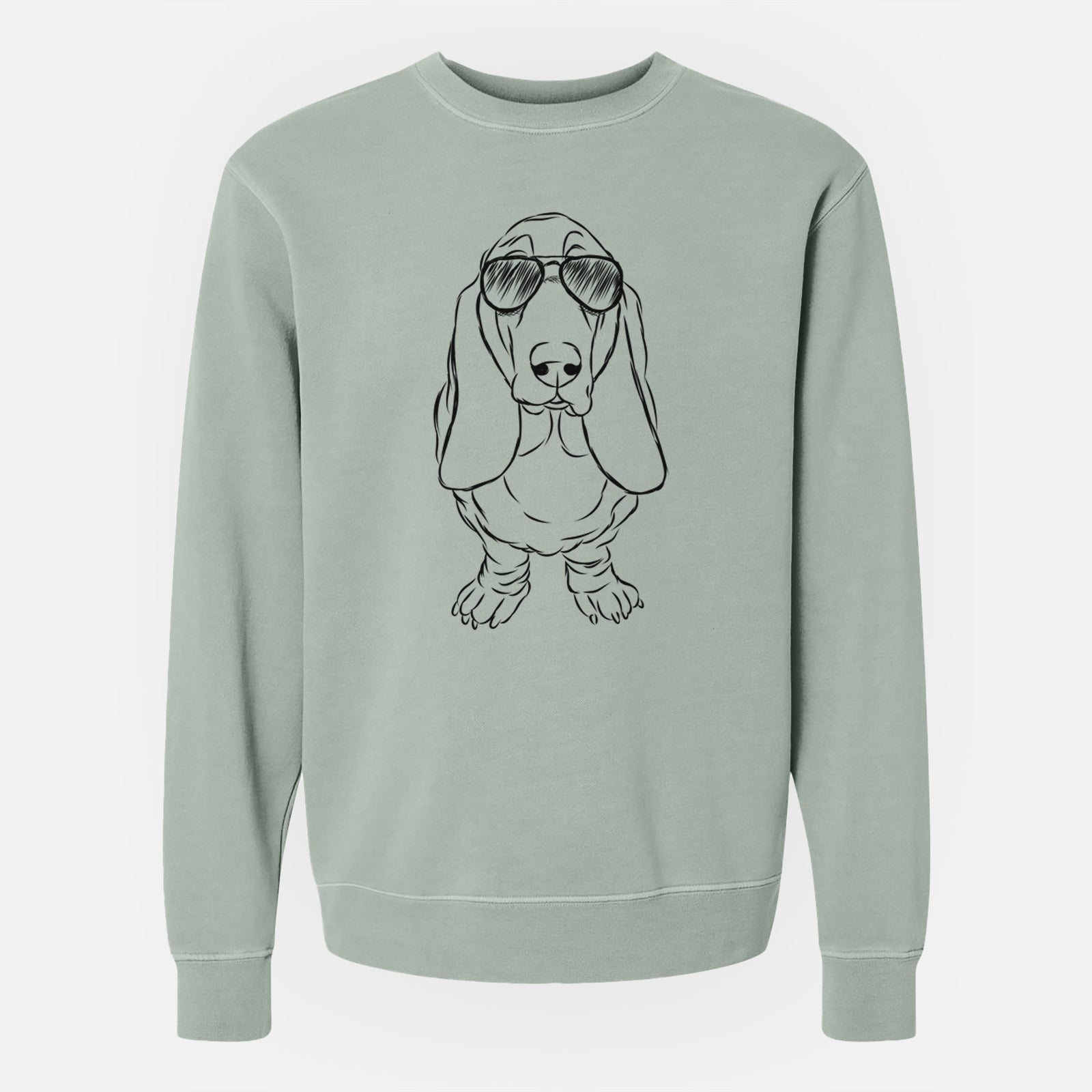 Aviator Charlie the Basset Hound - Unisex Pigment Dyed Crew Sweatshirt