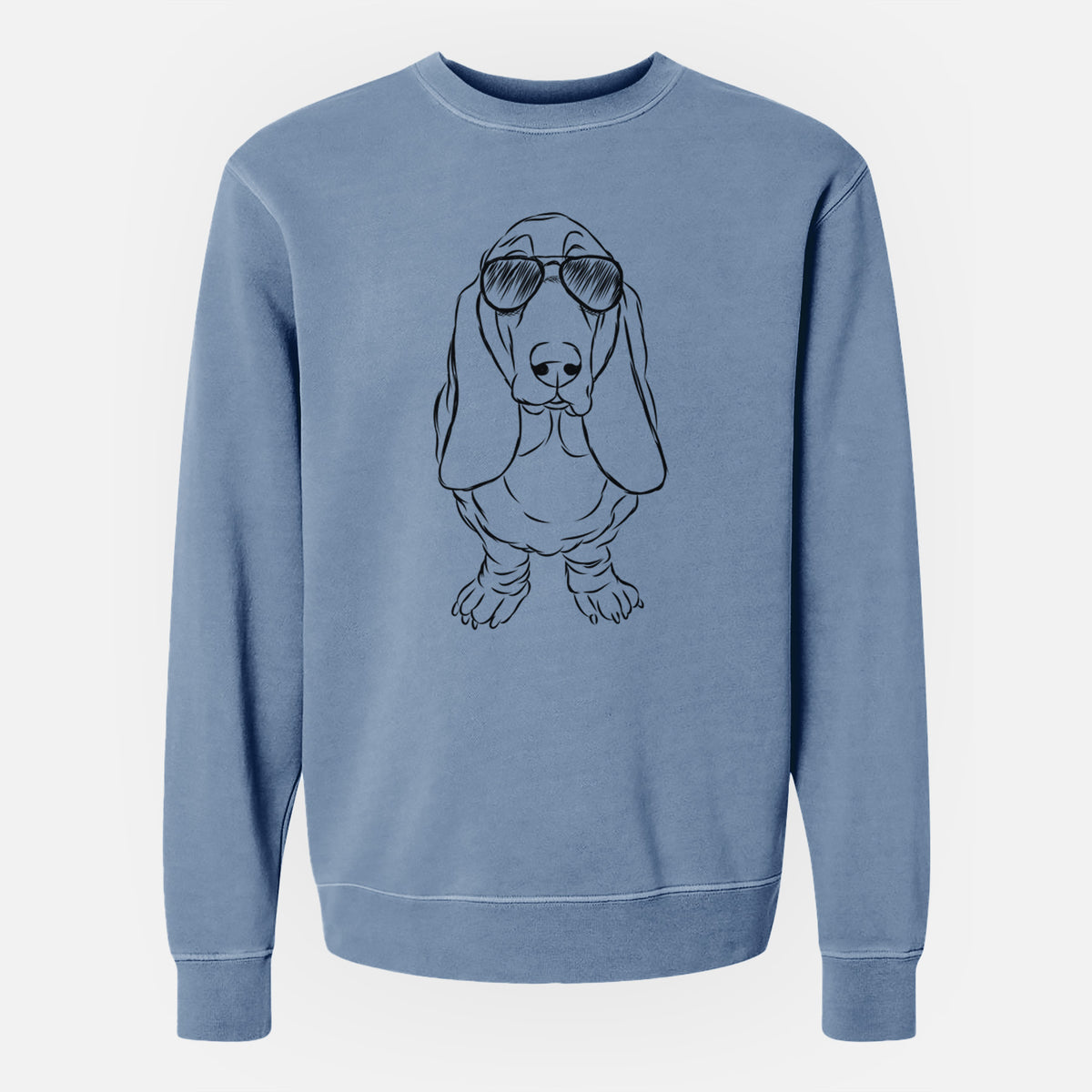 Aviator Charlie the Basset Hound - Unisex Pigment Dyed Crew Sweatshirt
