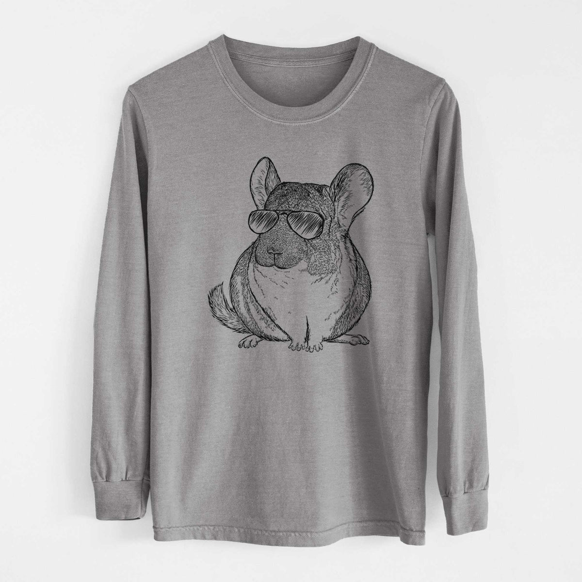 Aviator Cheddar the Chinchilla - Men's Heavyweight 100% Cotton Long Sleeve