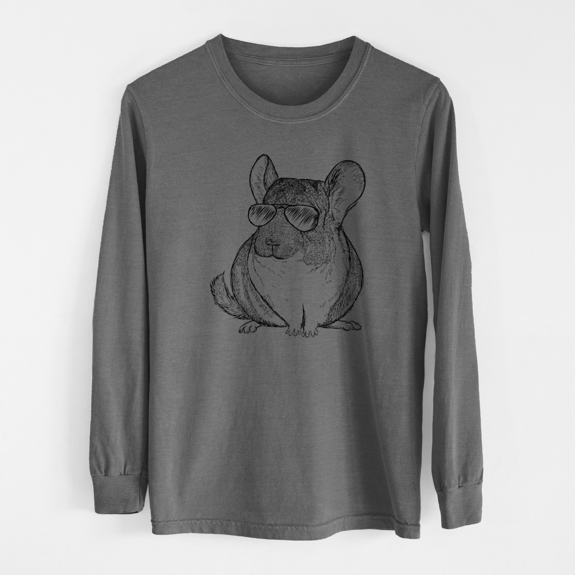 Aviator Cheddar the Chinchilla - Men's Heavyweight 100% Cotton Long Sleeve