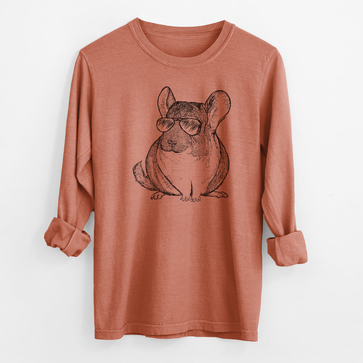 Aviator Cheddar the Chinchilla - Men's Heavyweight 100% Cotton Long Sleeve