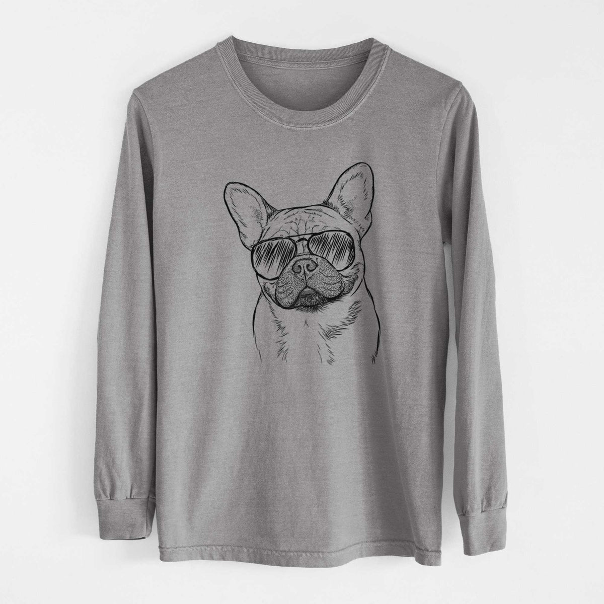 Aviator Chew Chew the French Bulldog - Men's Heavyweight 100% Cotton Long Sleeve