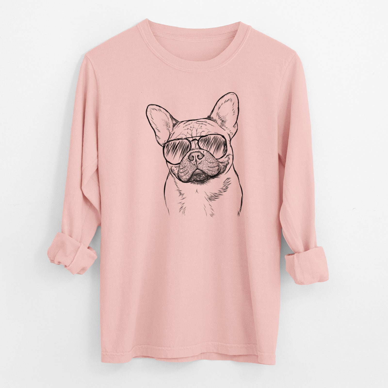 Aviator Chew Chew the French Bulldog - Men's Heavyweight 100% Cotton Long Sleeve