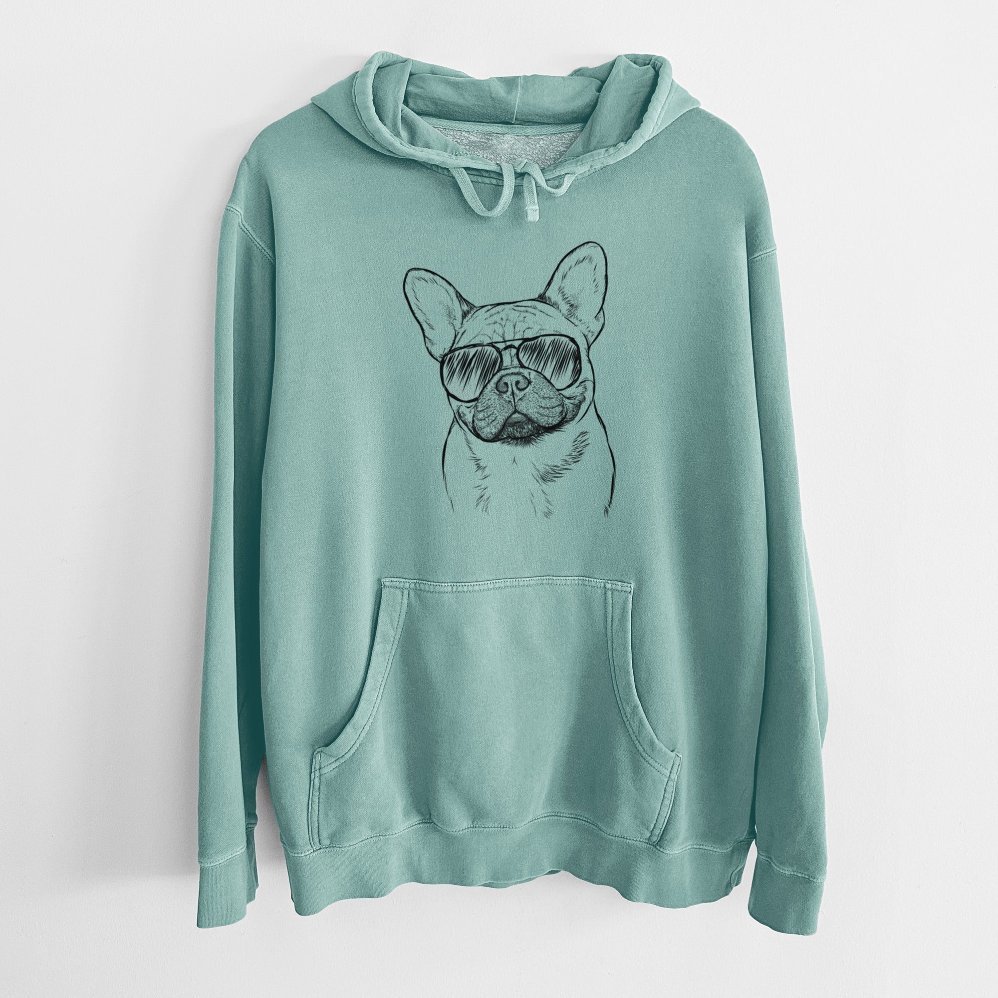 Aviator Chew Chew the French Bulldog - Unisex Pigment Dyed Hoodie