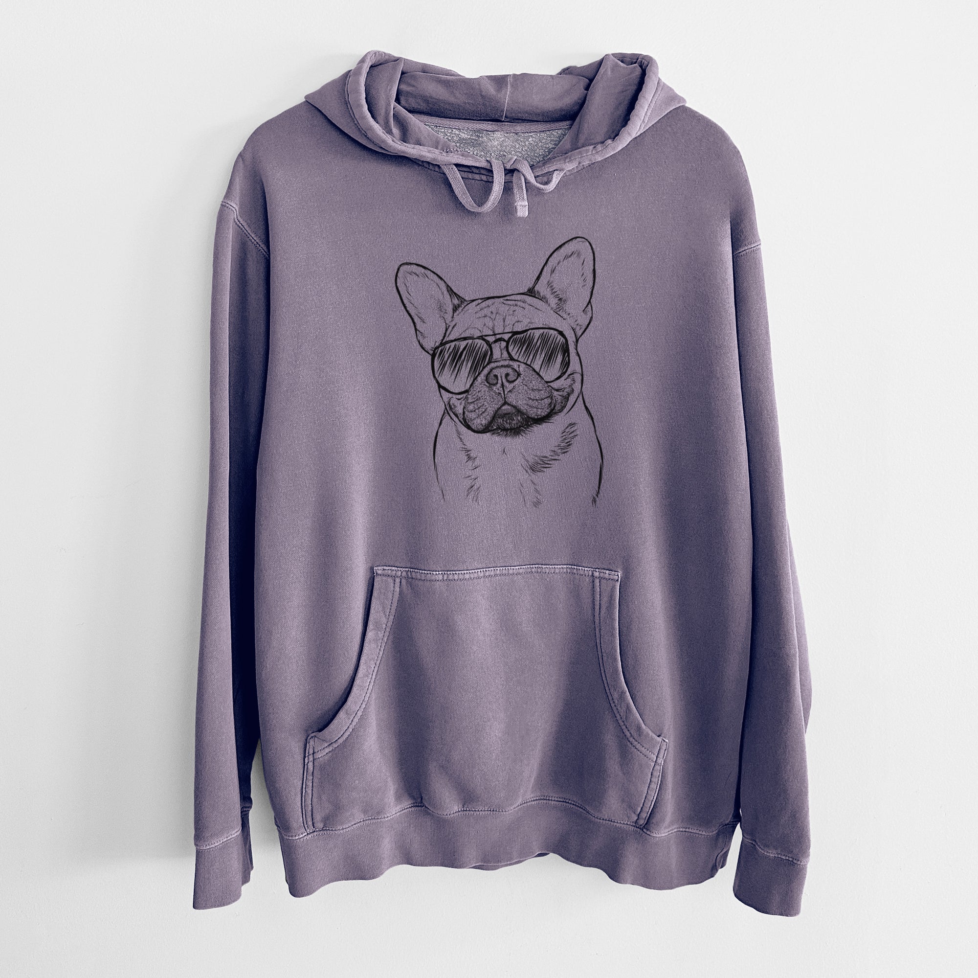 Aviator Chew Chew the French Bulldog - Unisex Pigment Dyed Hoodie