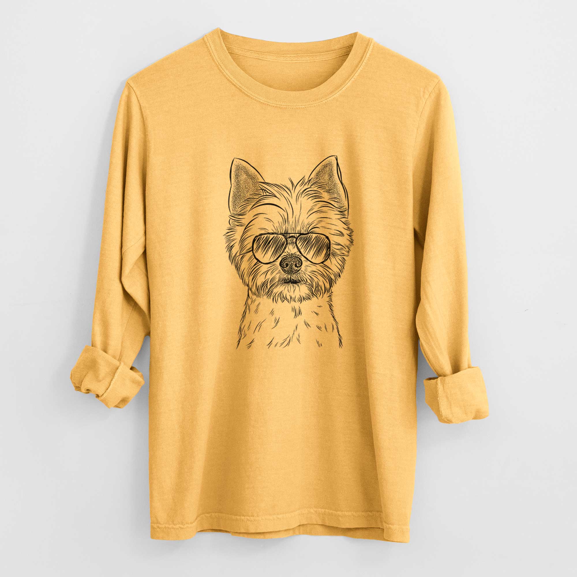 Aviator Chewy the Yorkshire Terrier - Men's Heavyweight 100% Cotton Long Sleeve