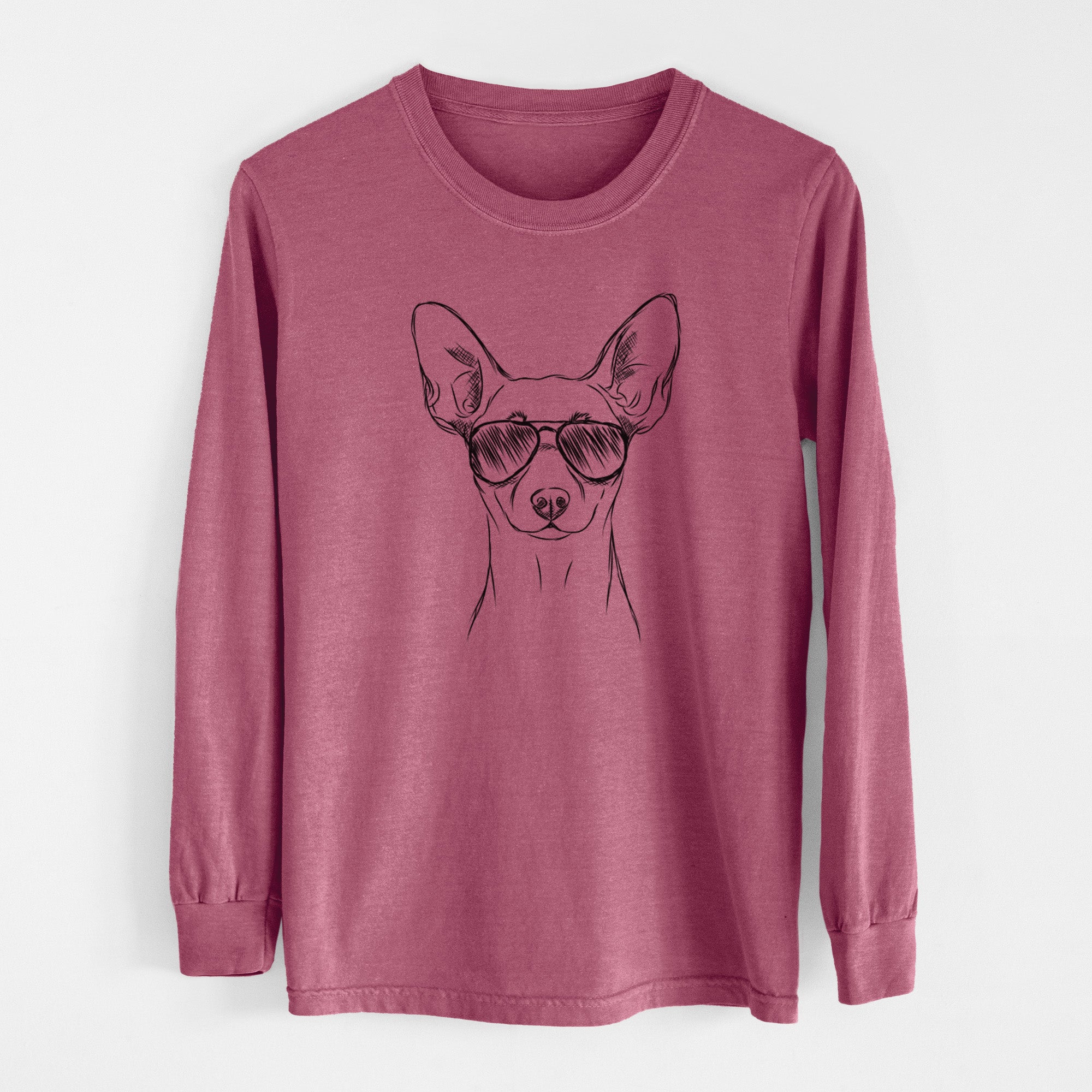 Aviator Chillie the Mini Pinscher - Men's Heavyweight 100% Cotton Long Sleeve