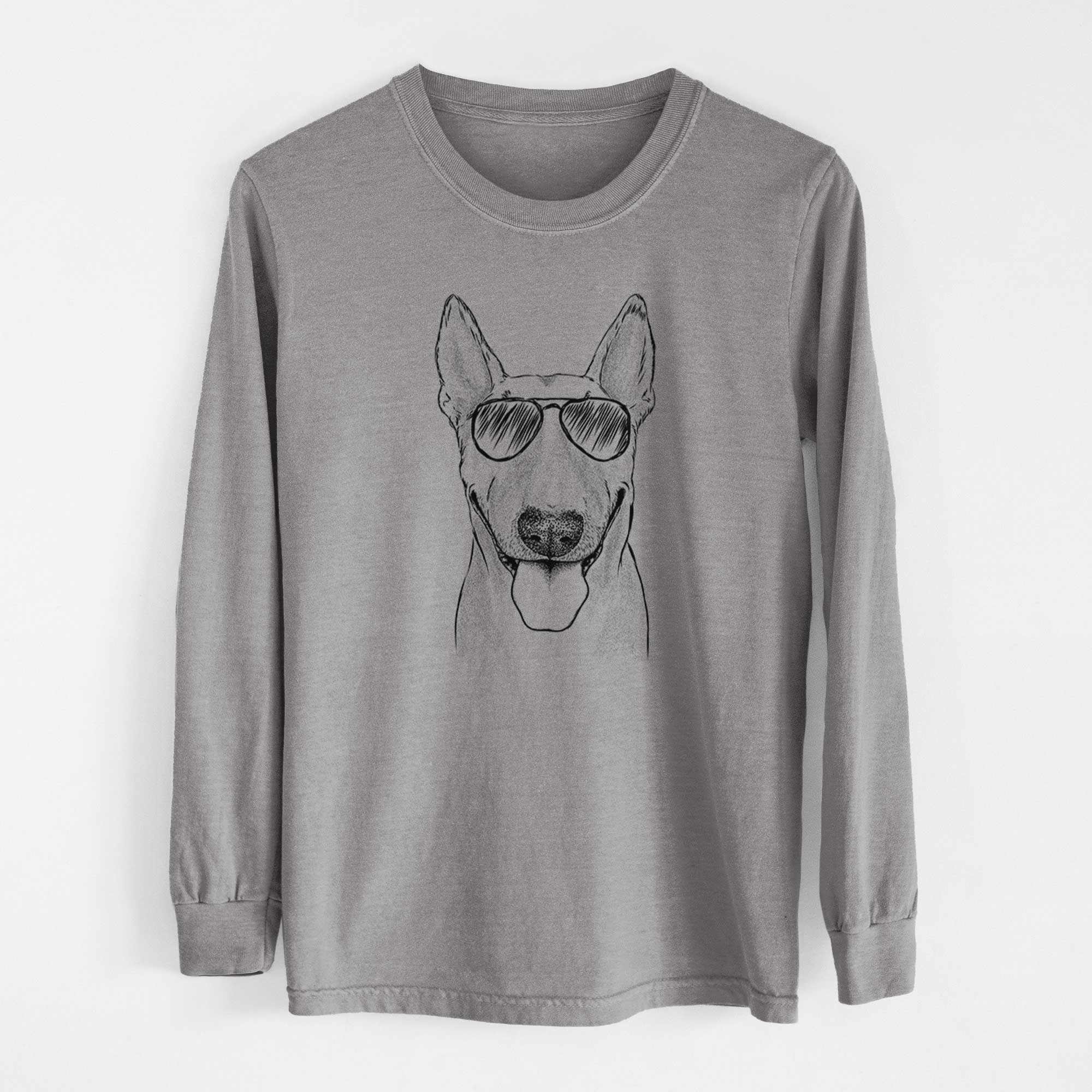 Aviator Chloe the Bull Terrier - Men's Heavyweight 100% Cotton Long Sleeve