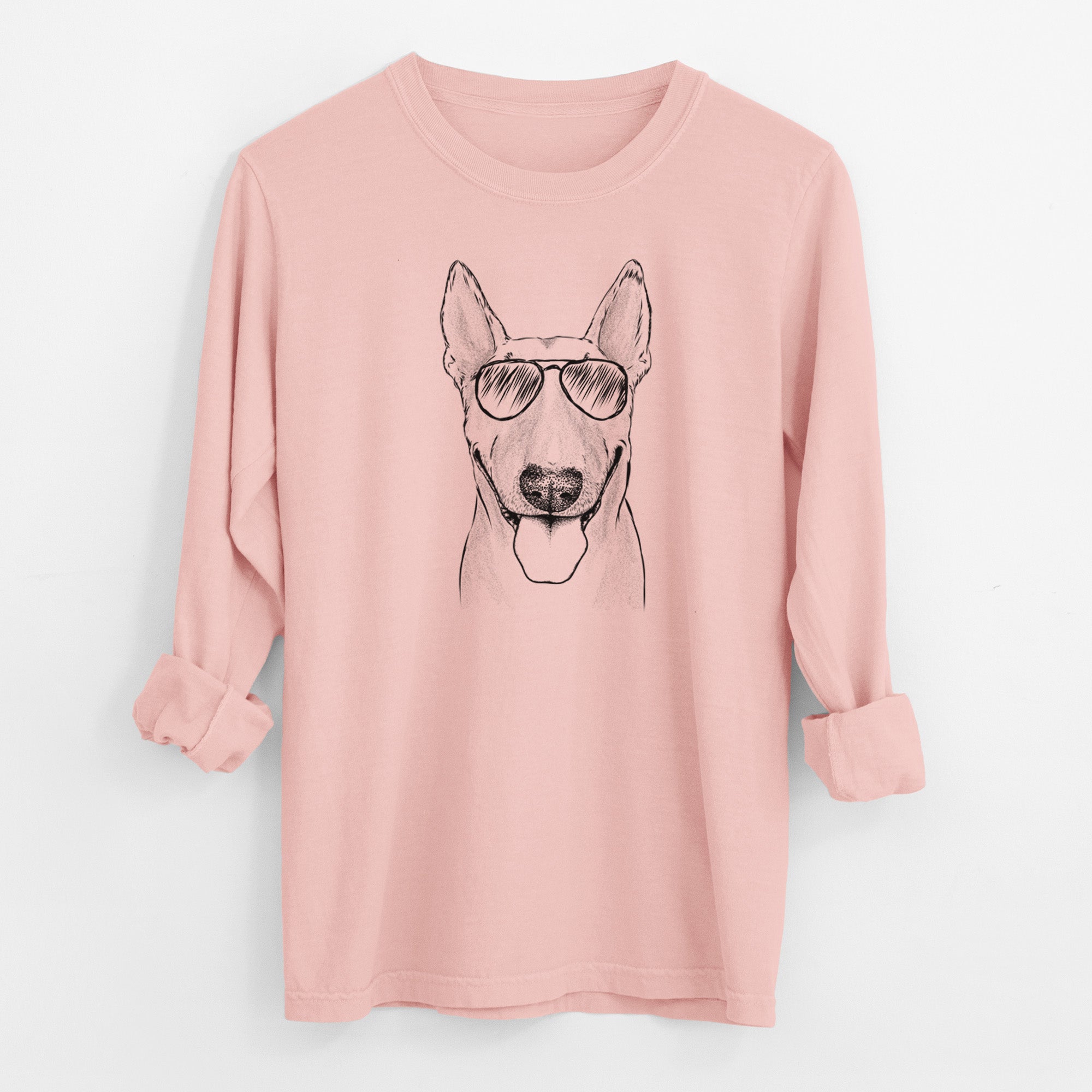 Aviator Chloe the Bull Terrier - Men's Heavyweight 100% Cotton Long Sleeve