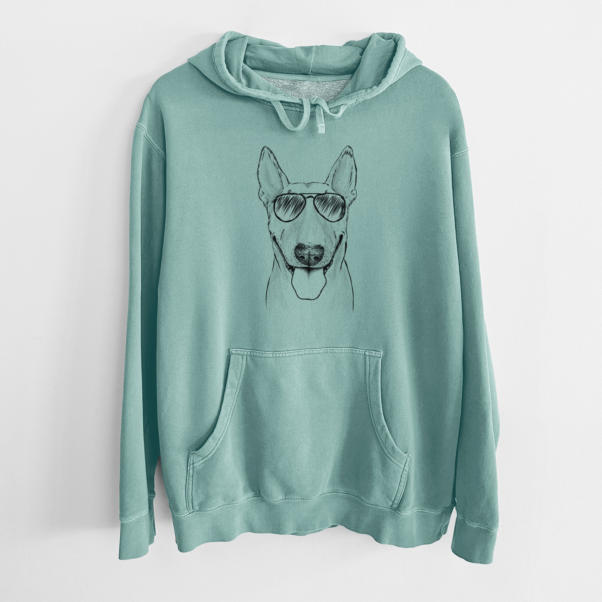 Aviator Chloe the Bull Terrier - Unisex Pigment Dyed Hoodie