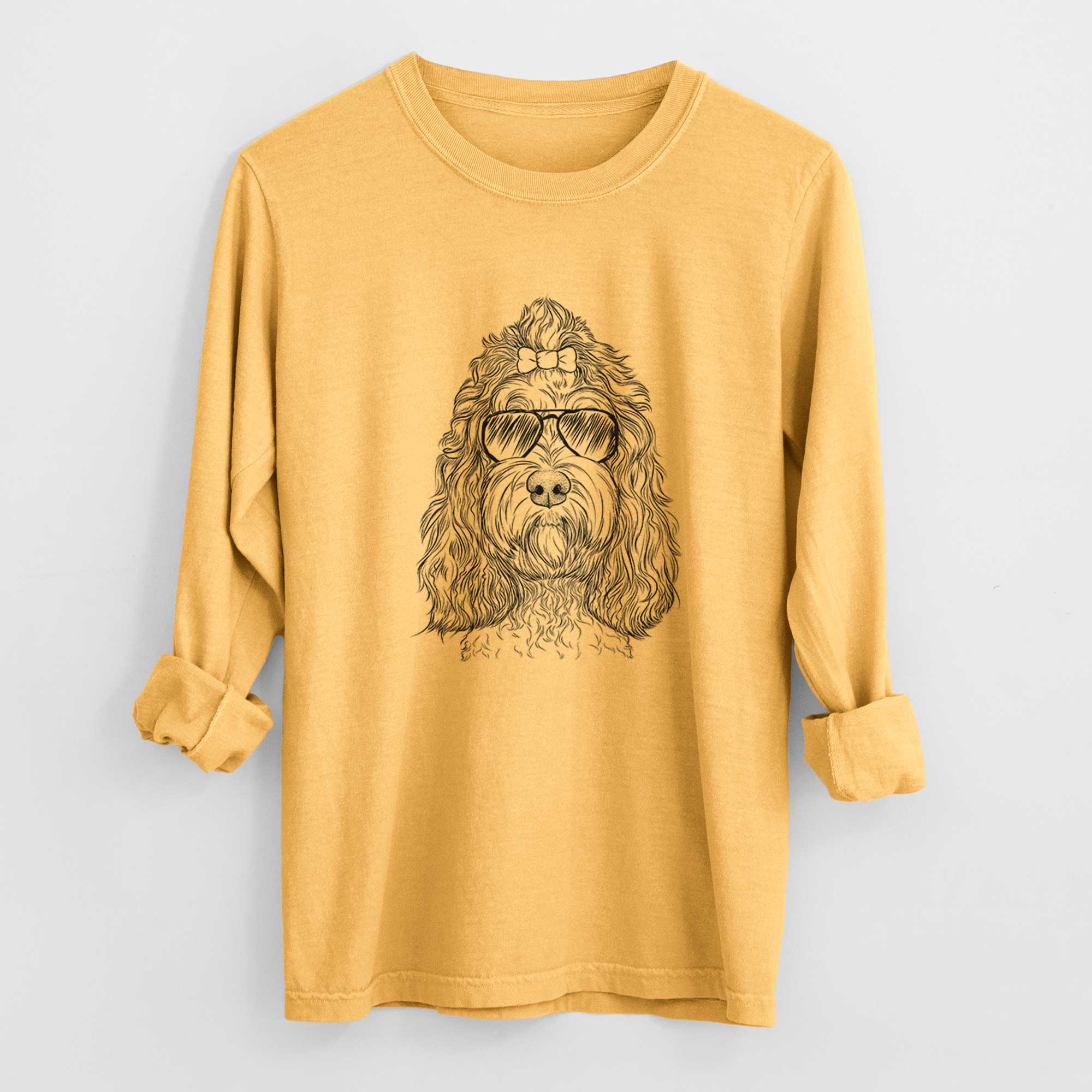 Aviator Chloe the Cockapoo - Men's Heavyweight 100% Cotton Long Sleeve