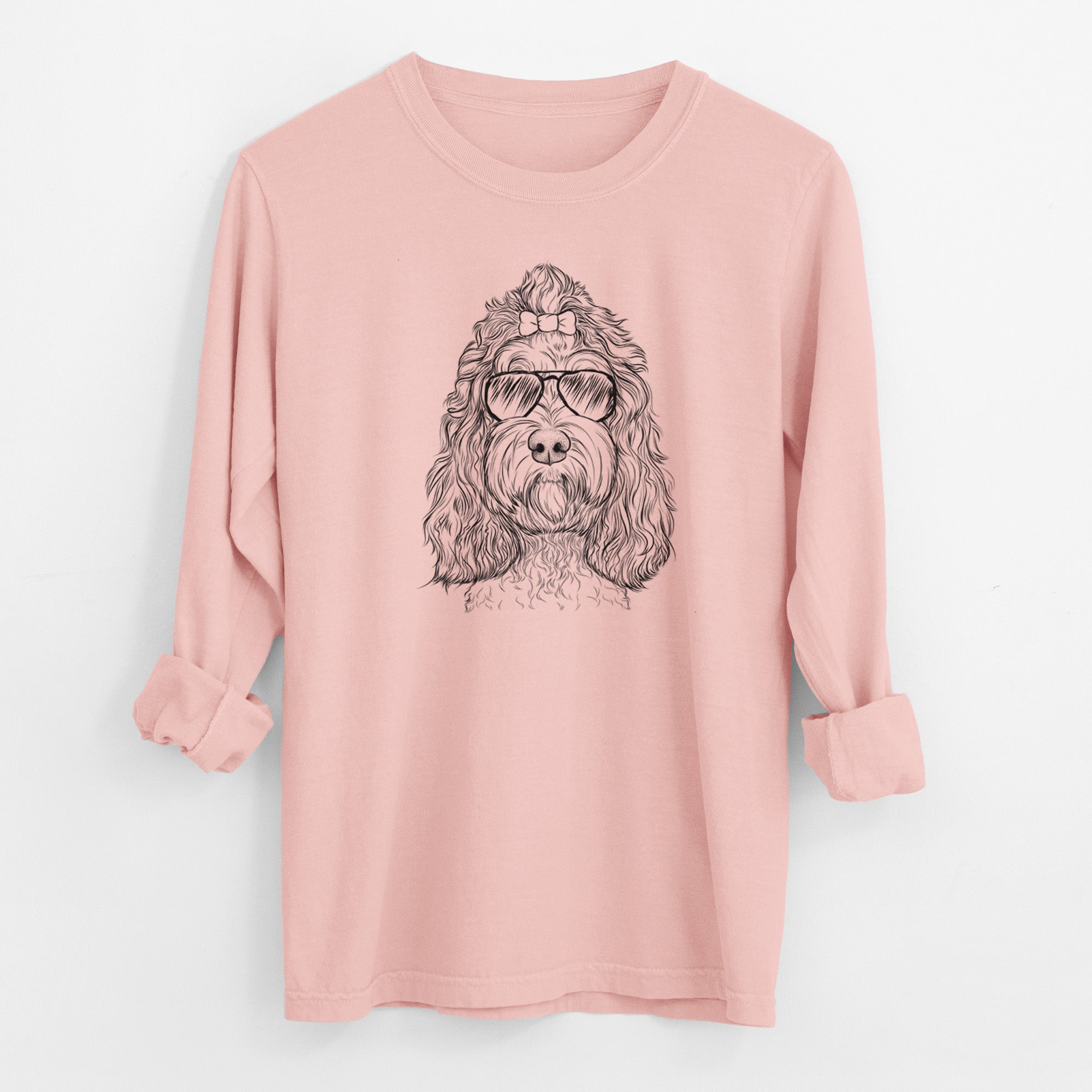 Aviator Chloe the Cockapoo - Men's Heavyweight 100% Cotton Long Sleeve