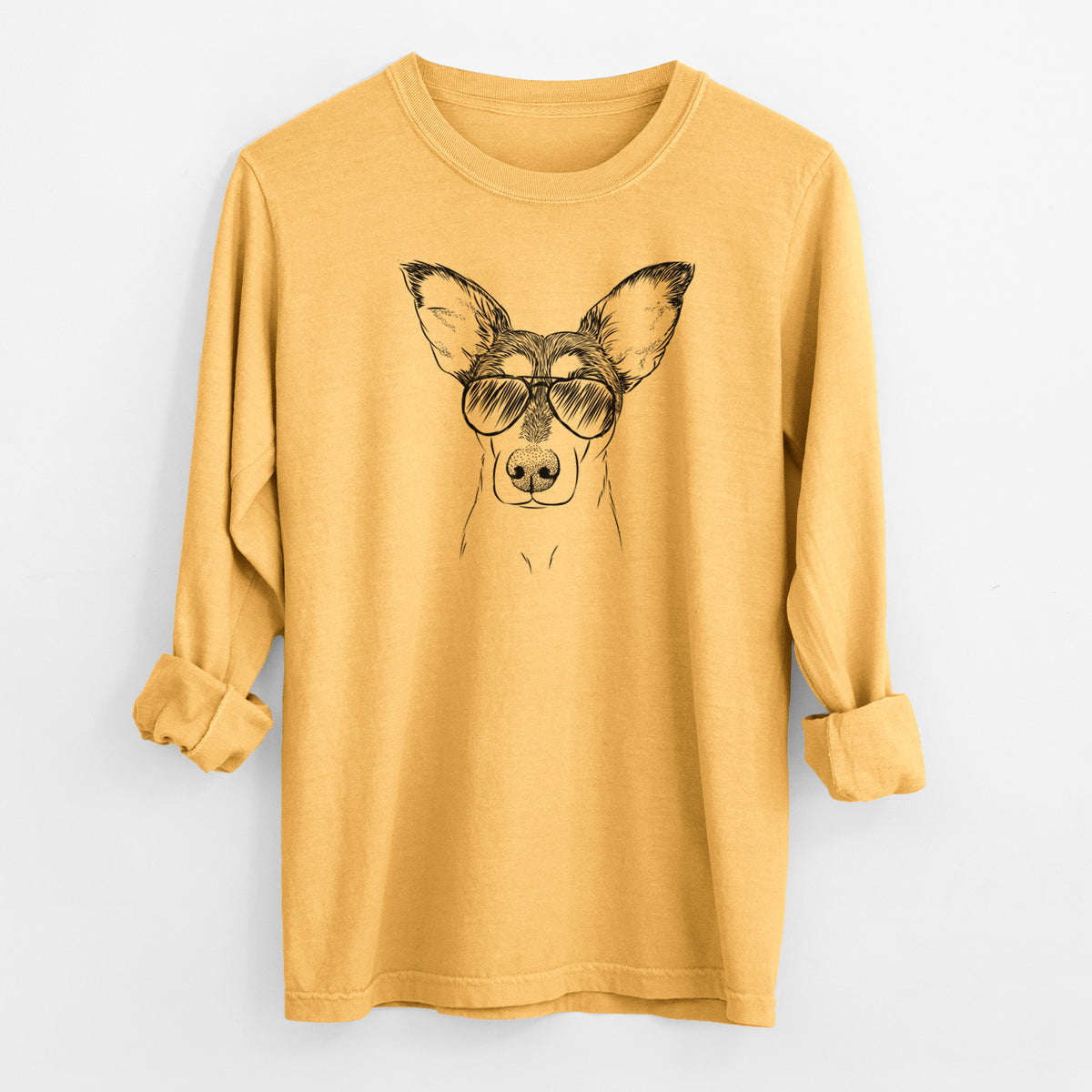 Aviator Chloe the Doxie Mix - Men's Heavyweight 100% Cotton Long Sleeve