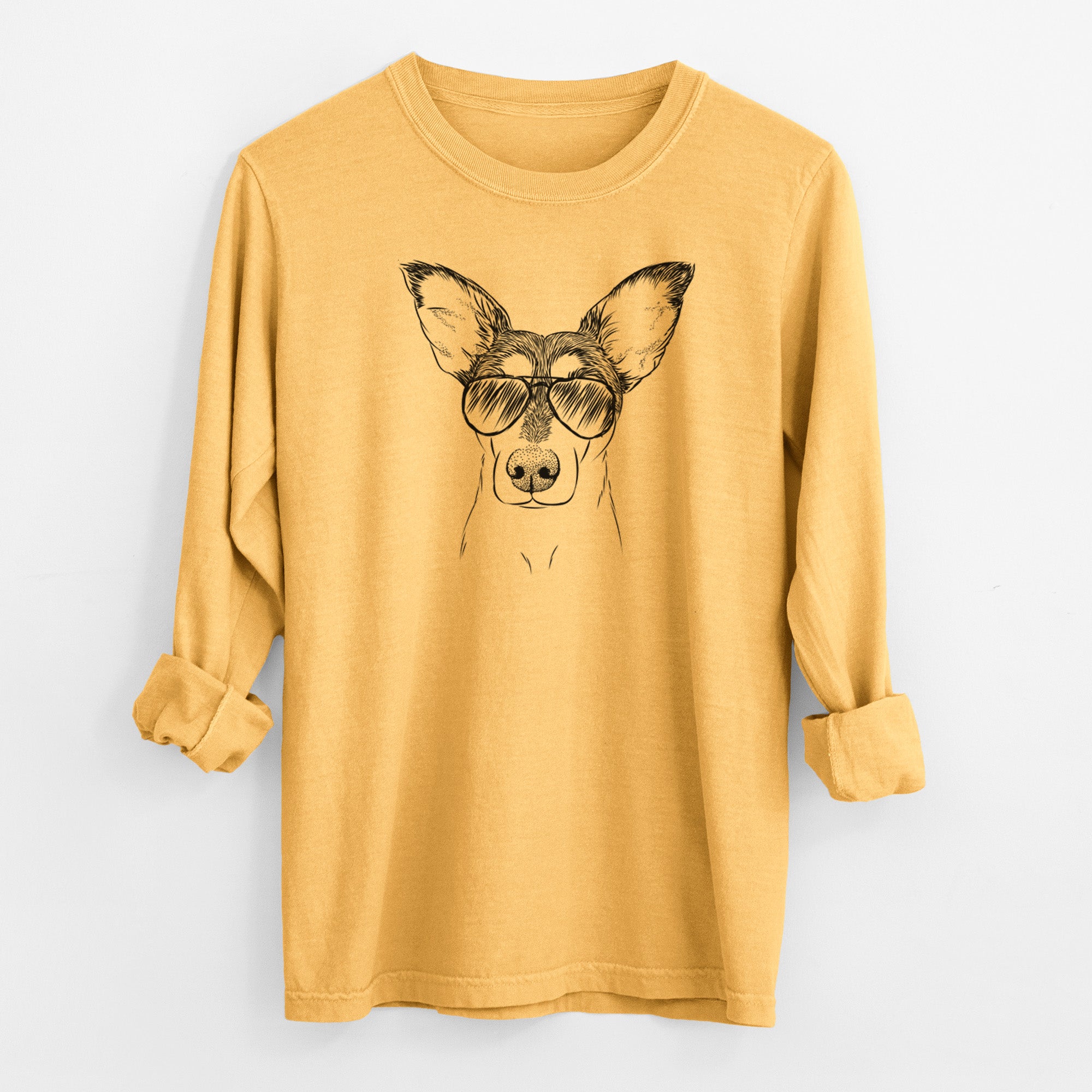 Aviator Chloe the Doxie Mix - Men's Heavyweight 100% Cotton Long Sleeve