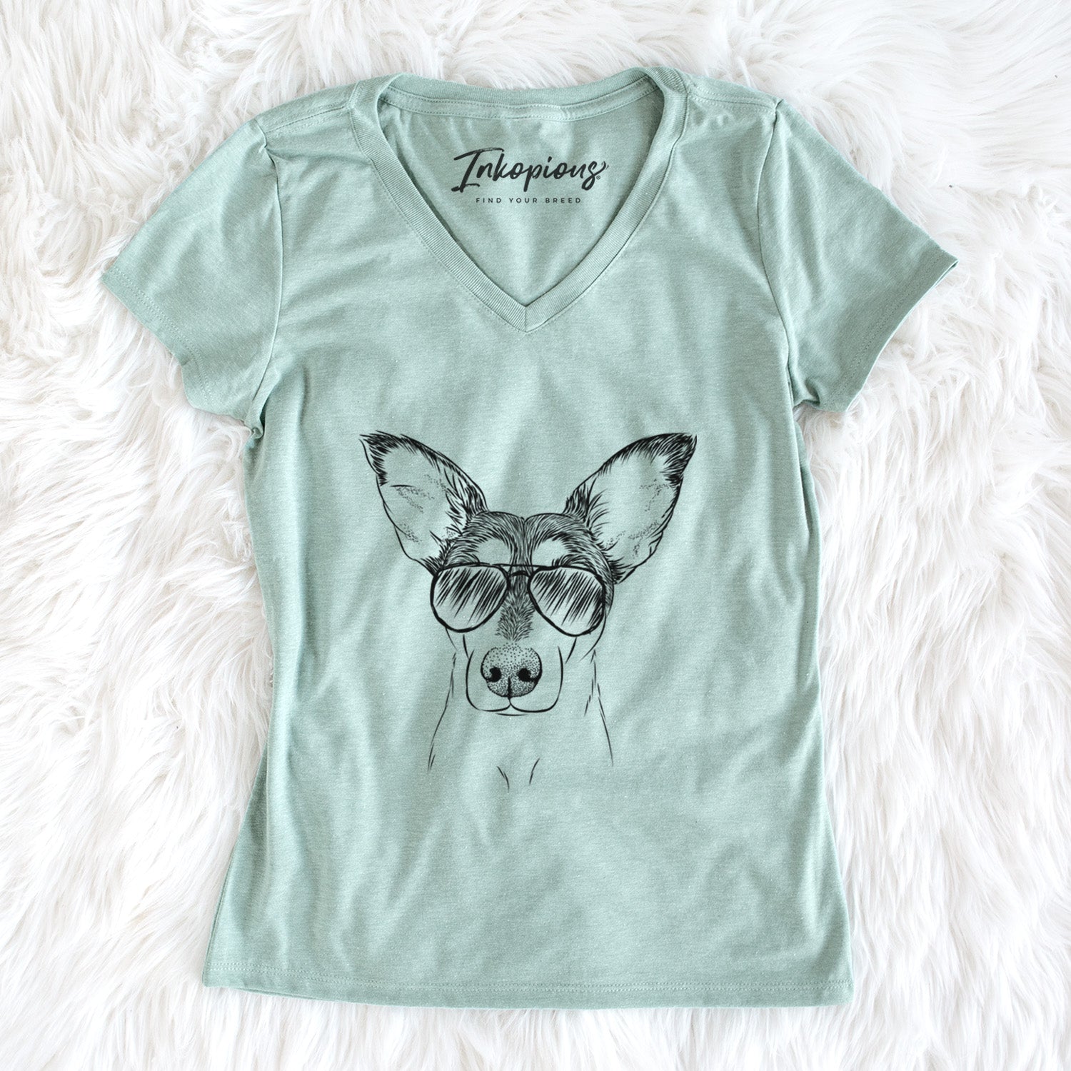 Aviator Chloe the Doxie Mix - Women's V-neck Shirt