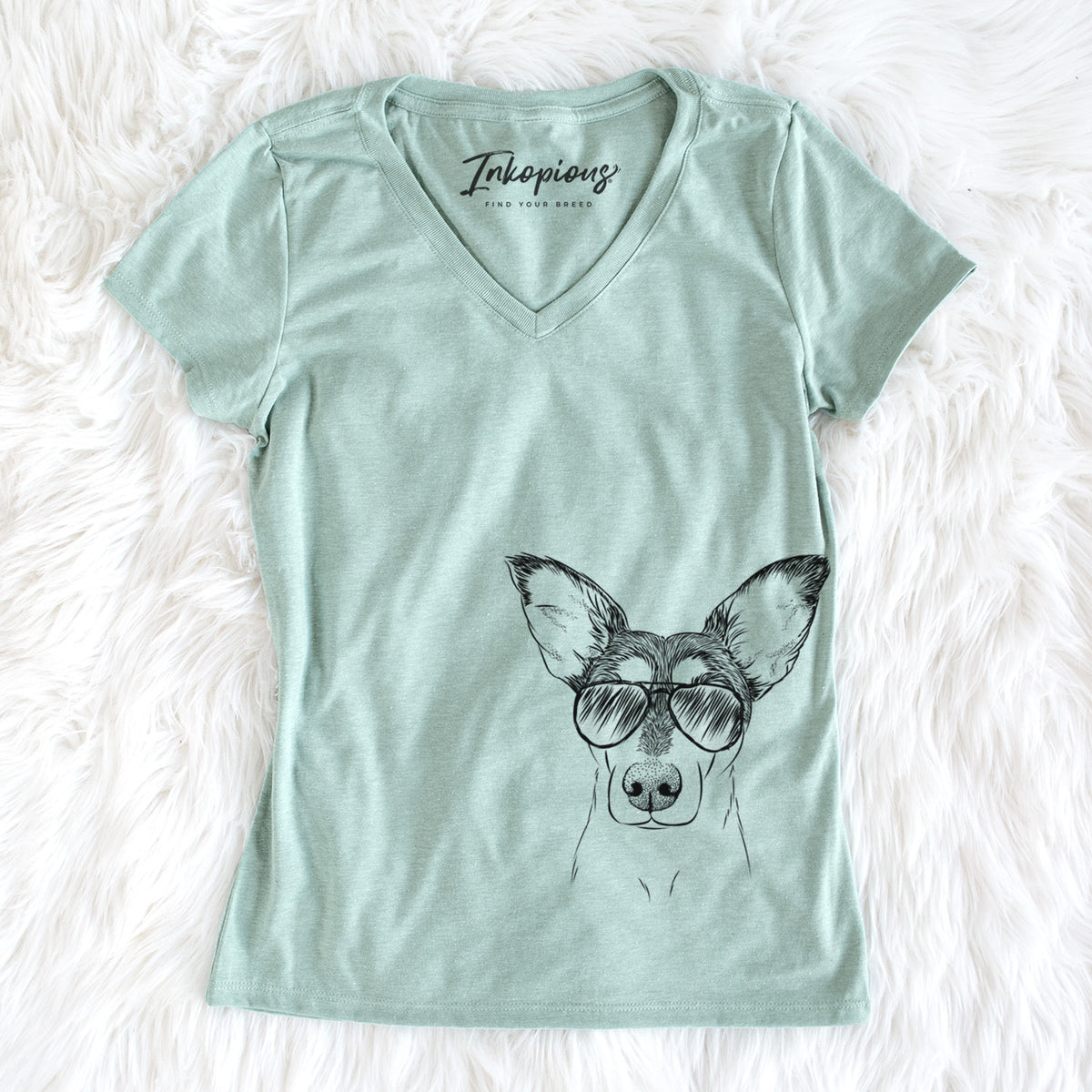 Aviator Chloe the Doxie Mix - Women's V-neck Shirt