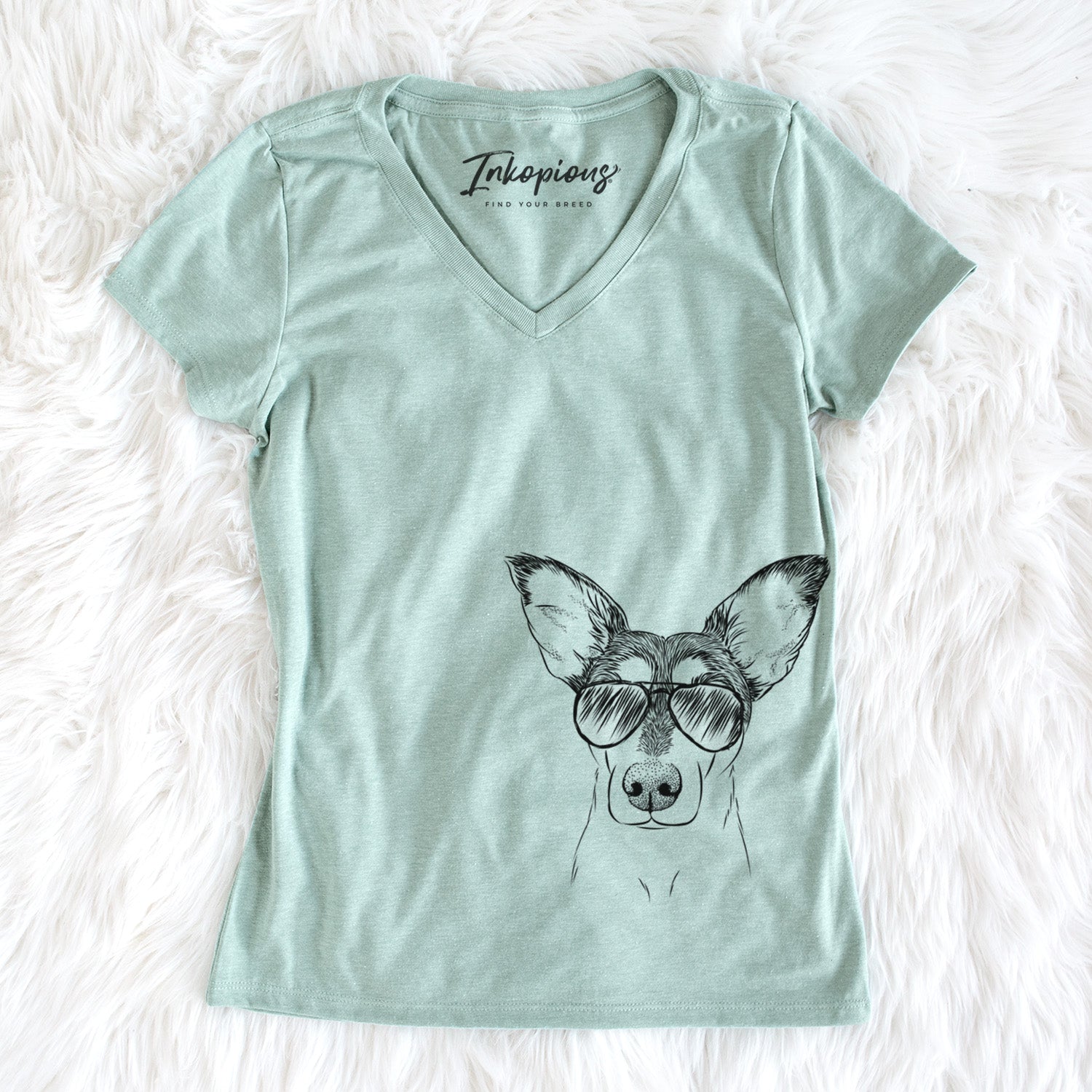 Aviator Chloe the Doxie Mix - Women's V-neck Shirt