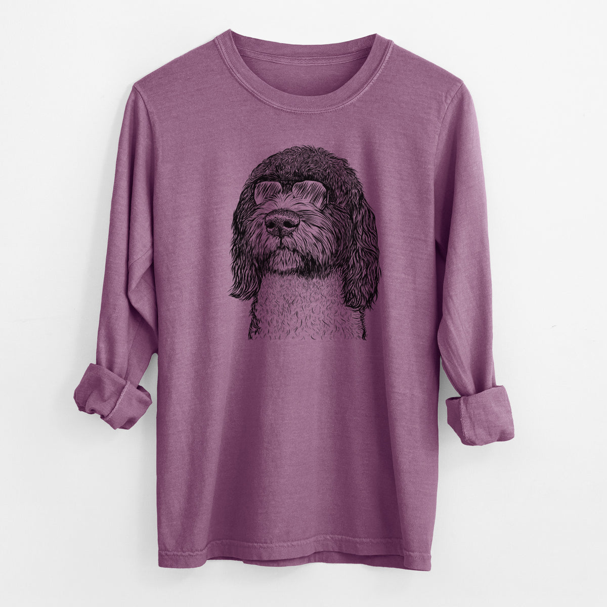 Aviator Chris the Portuguese Water Dog - Men's Heavyweight 100% Cotton Long Sleeve