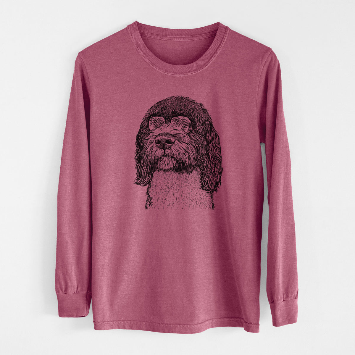 Aviator Chris the Portuguese Water Dog - Men's Heavyweight 100% Cotton Long Sleeve