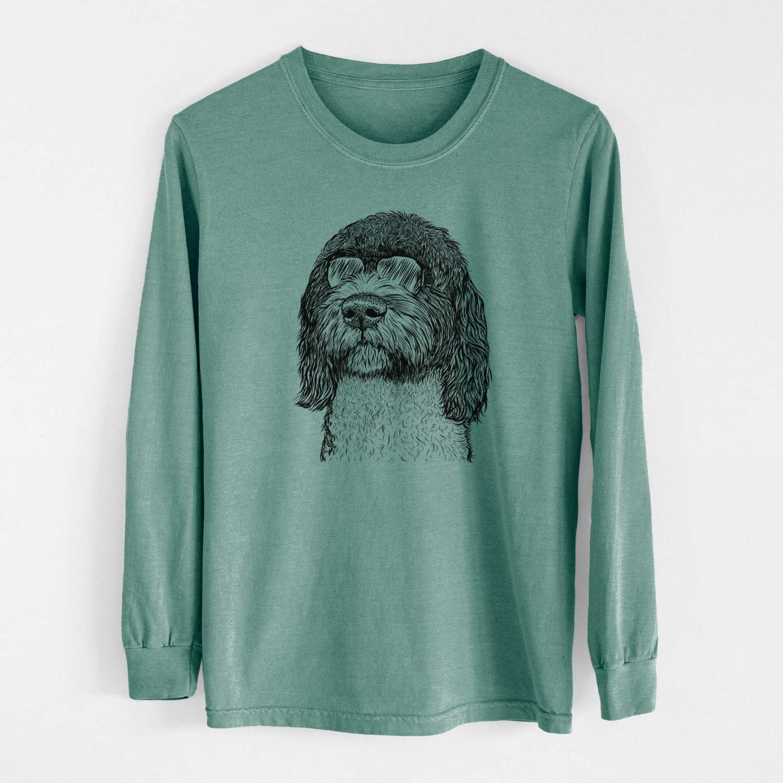 Aviator Chris the Portuguese Water Dog - Men's Heavyweight 100% Cotton Long Sleeve