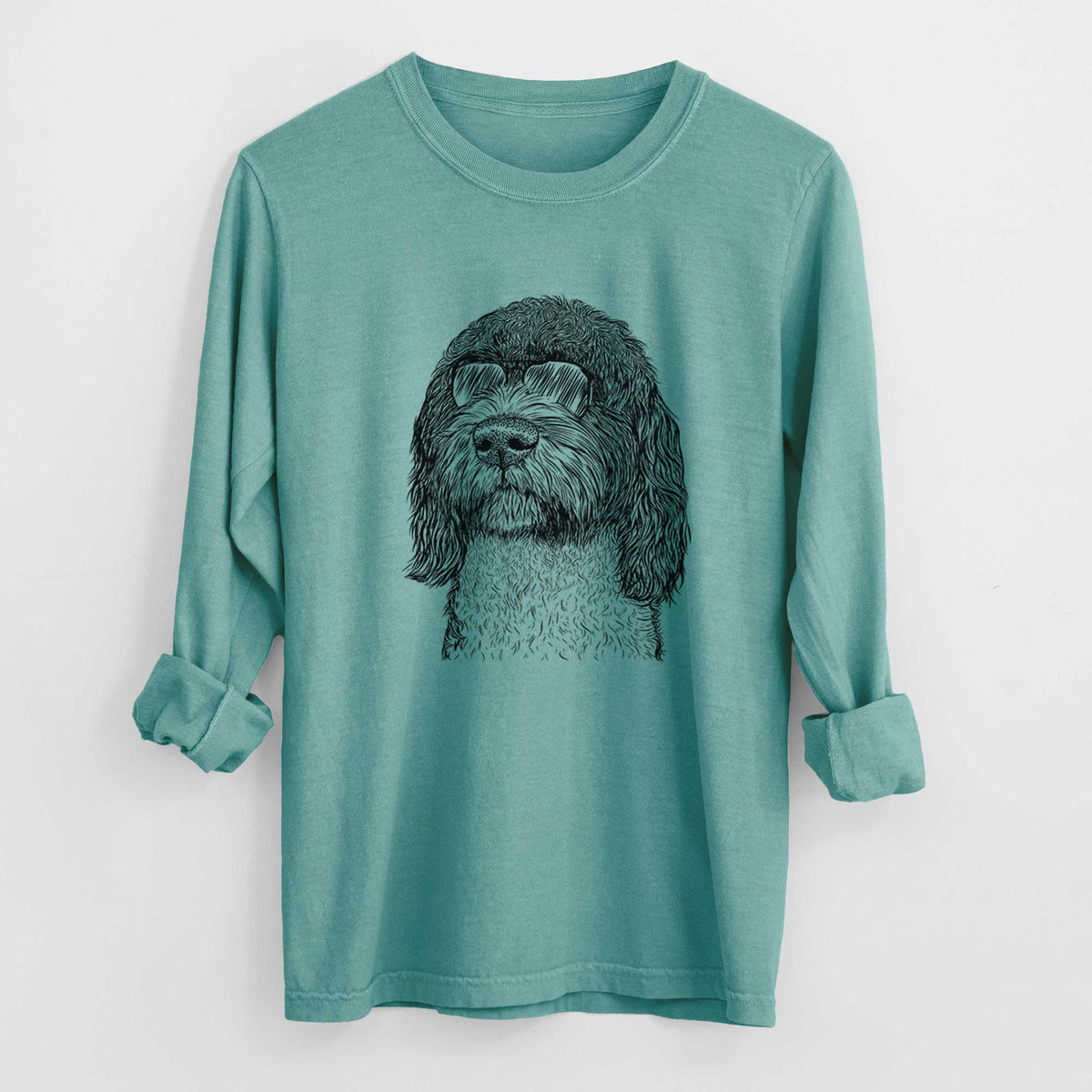 Aviator Chris the Portuguese Water Dog - Men's Heavyweight 100% Cotton Long Sleeve