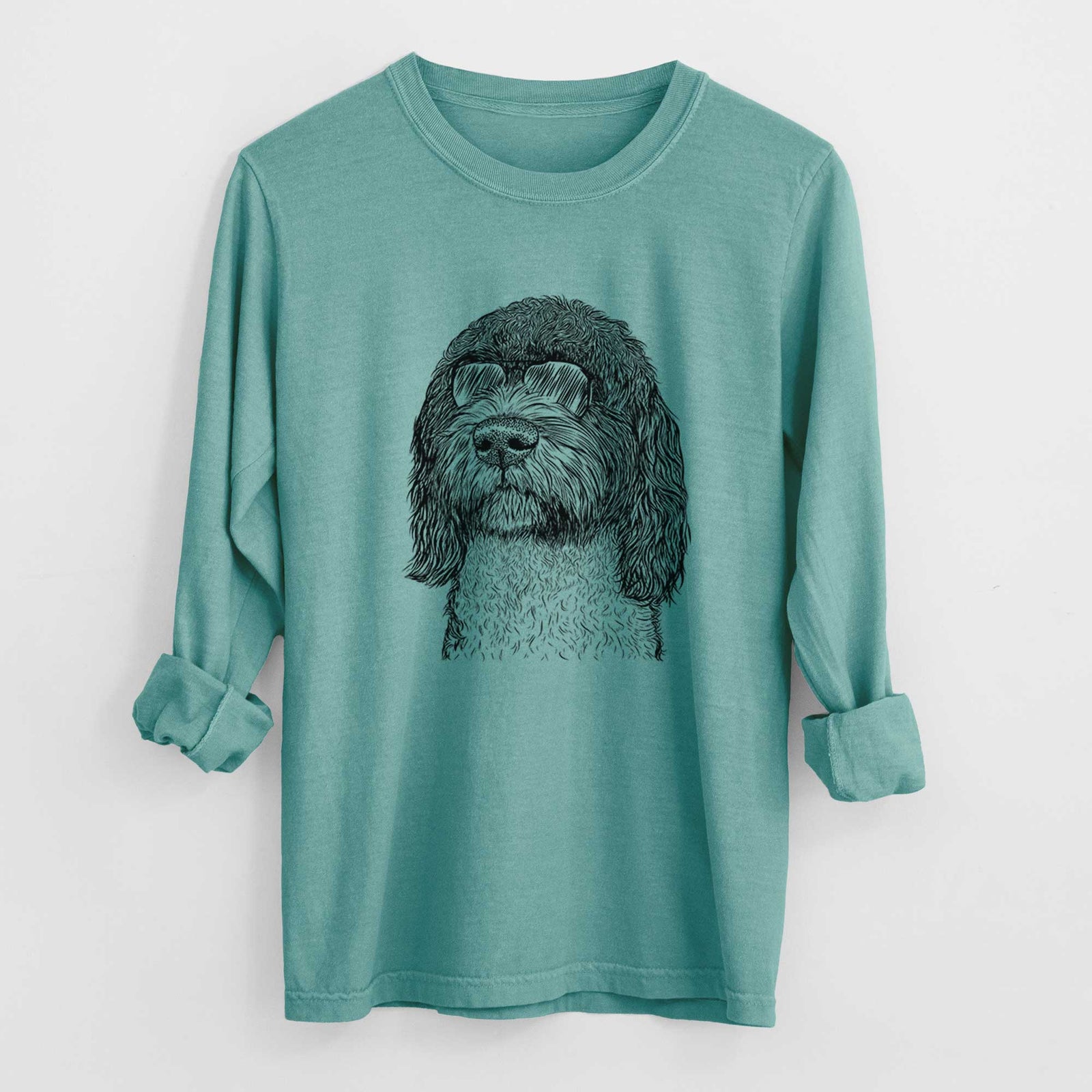 Aviator Chris the Portuguese Water Dog - Men's Heavyweight 100% Cotton Long Sleeve