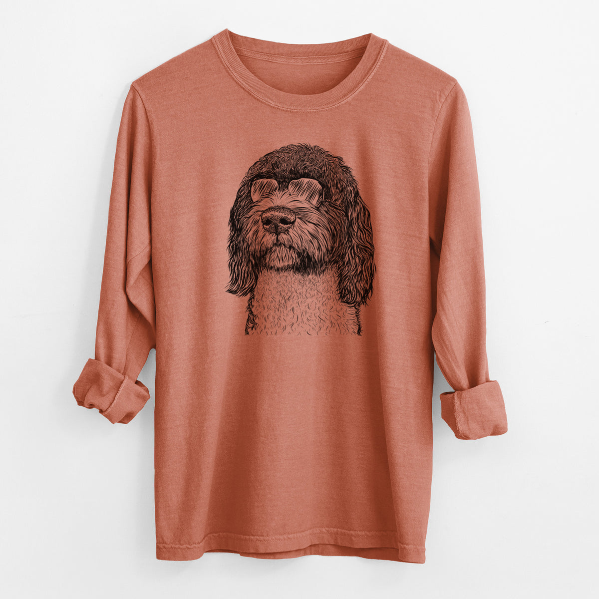 Aviator Chris the Portuguese Water Dog - Men's Heavyweight 100% Cotton Long Sleeve
