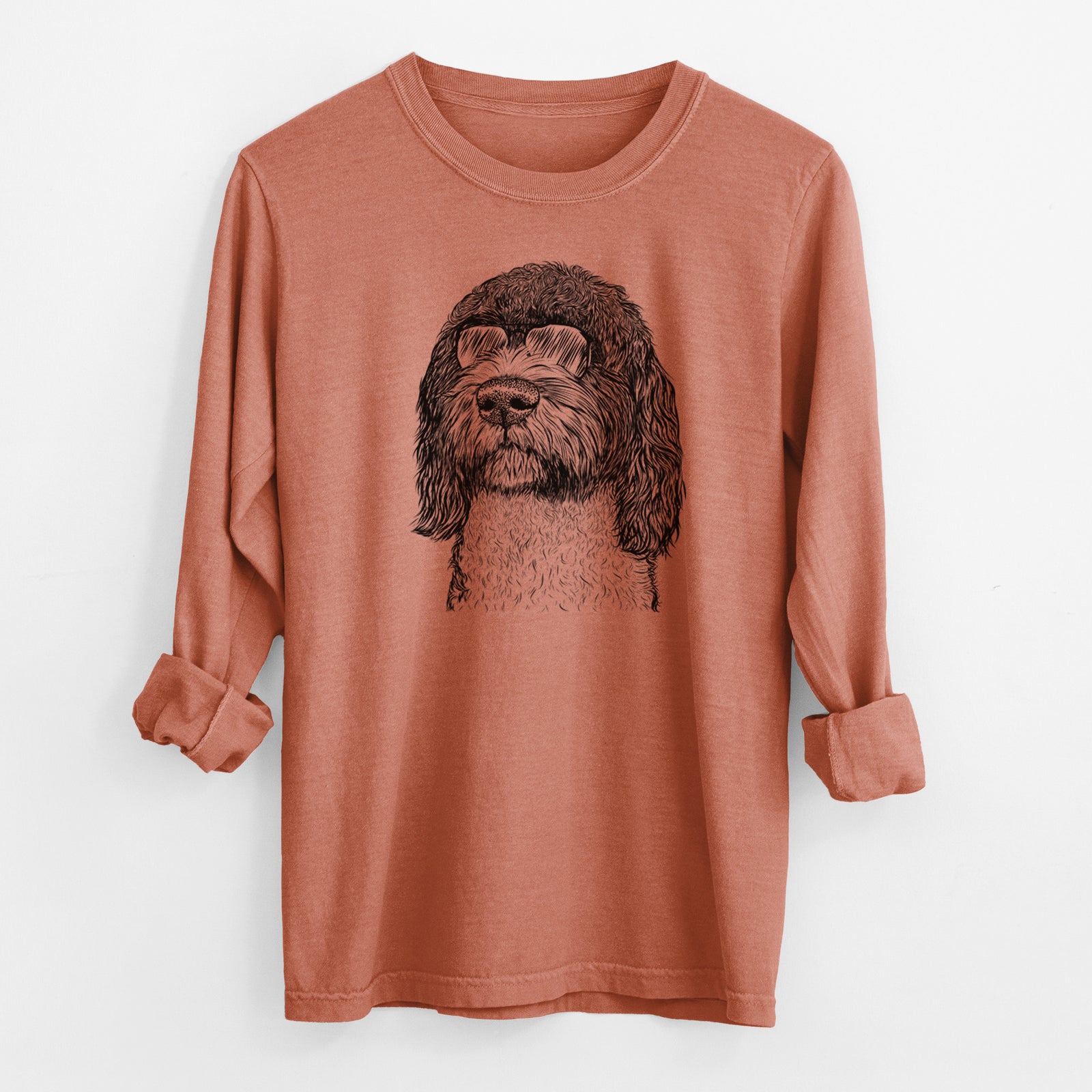 Aviator Chris the Portuguese Water Dog - Men's Heavyweight 100% Cotton Long Sleeve