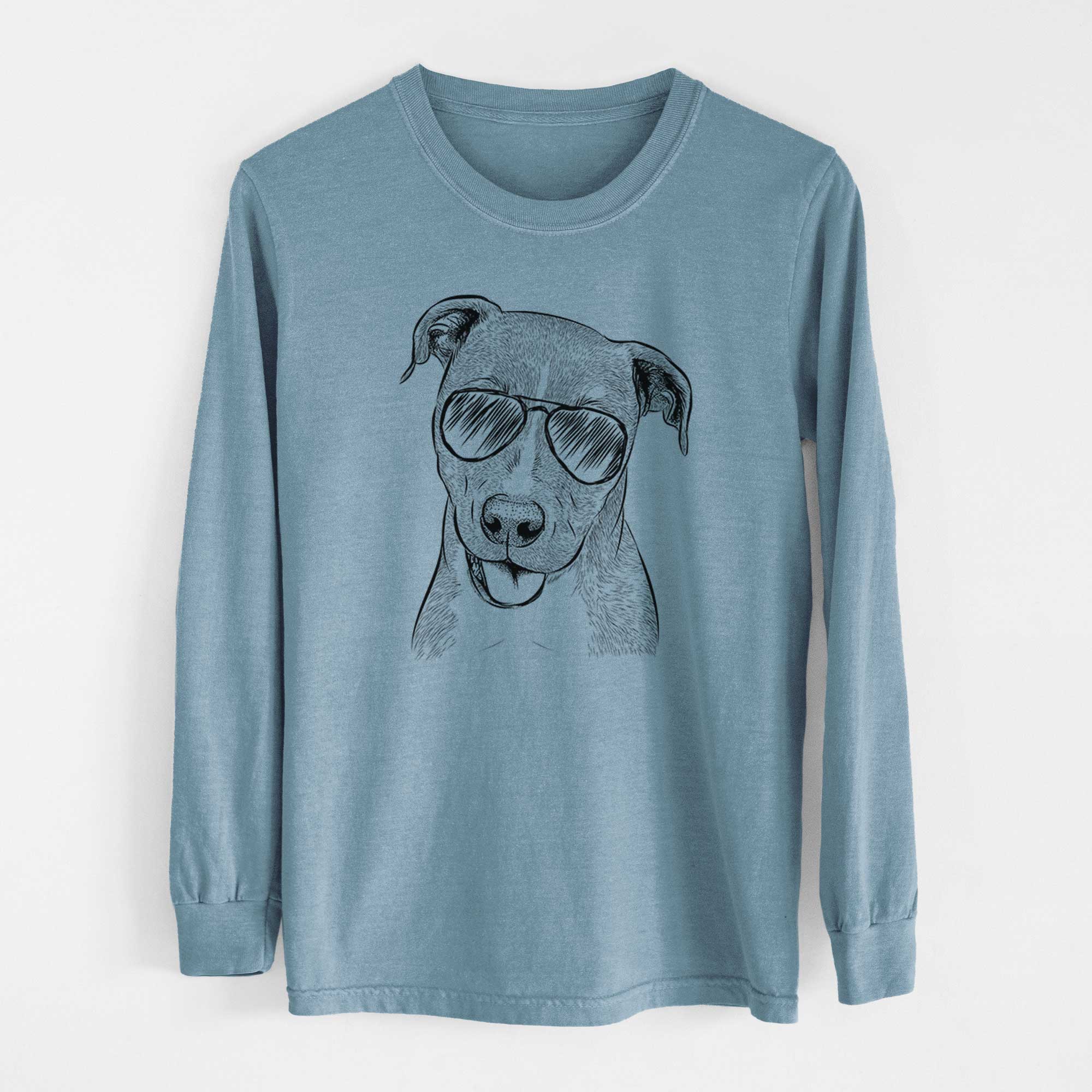 Aviator Claiborne the American Staffordshire Terrier - Men's Heavyweight 100% Cotton Long Sleeve