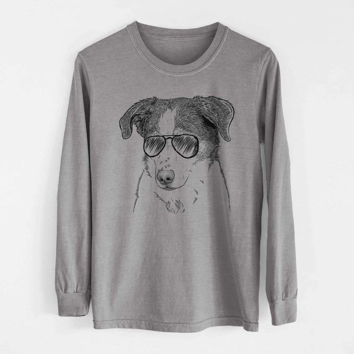 Aviator Coco the Beagle Mix - Men's Heavyweight 100% Cotton Long Sleeve