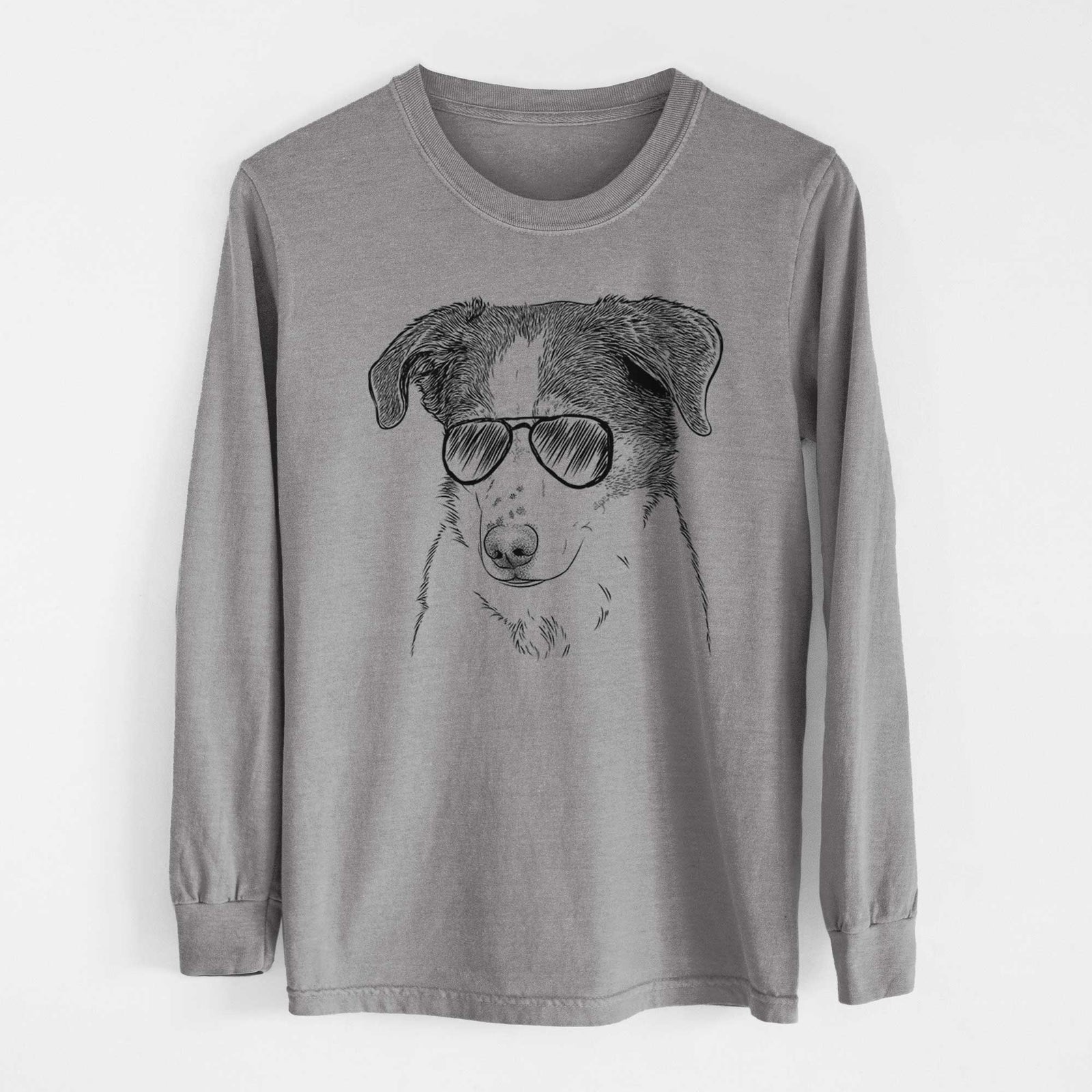Aviator Coco the Beagle Mix - Men's Heavyweight 100% Cotton Long Sleeve