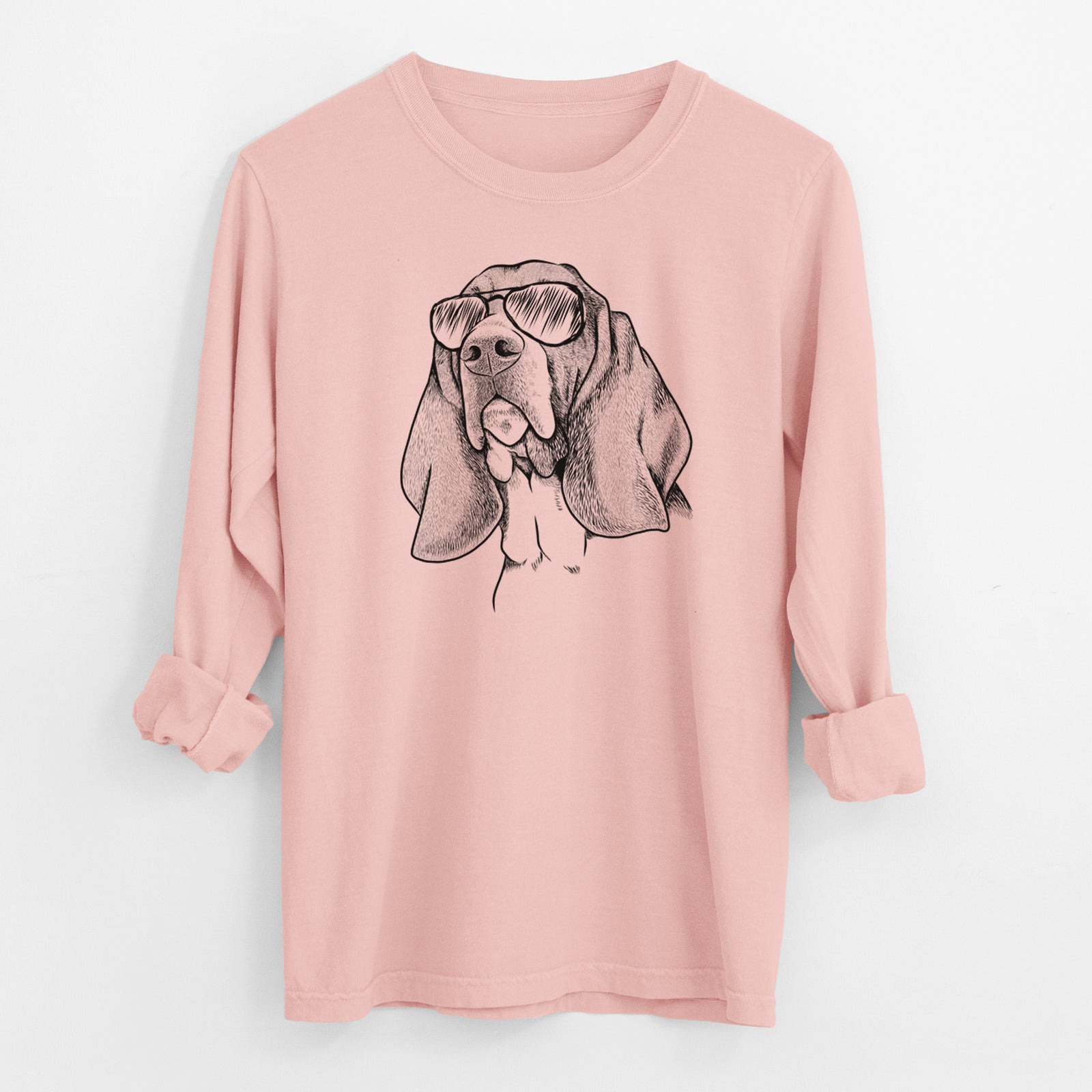 Aviator Cooper the Basset Hound - Men's Heavyweight 100% Cotton Long Sleeve