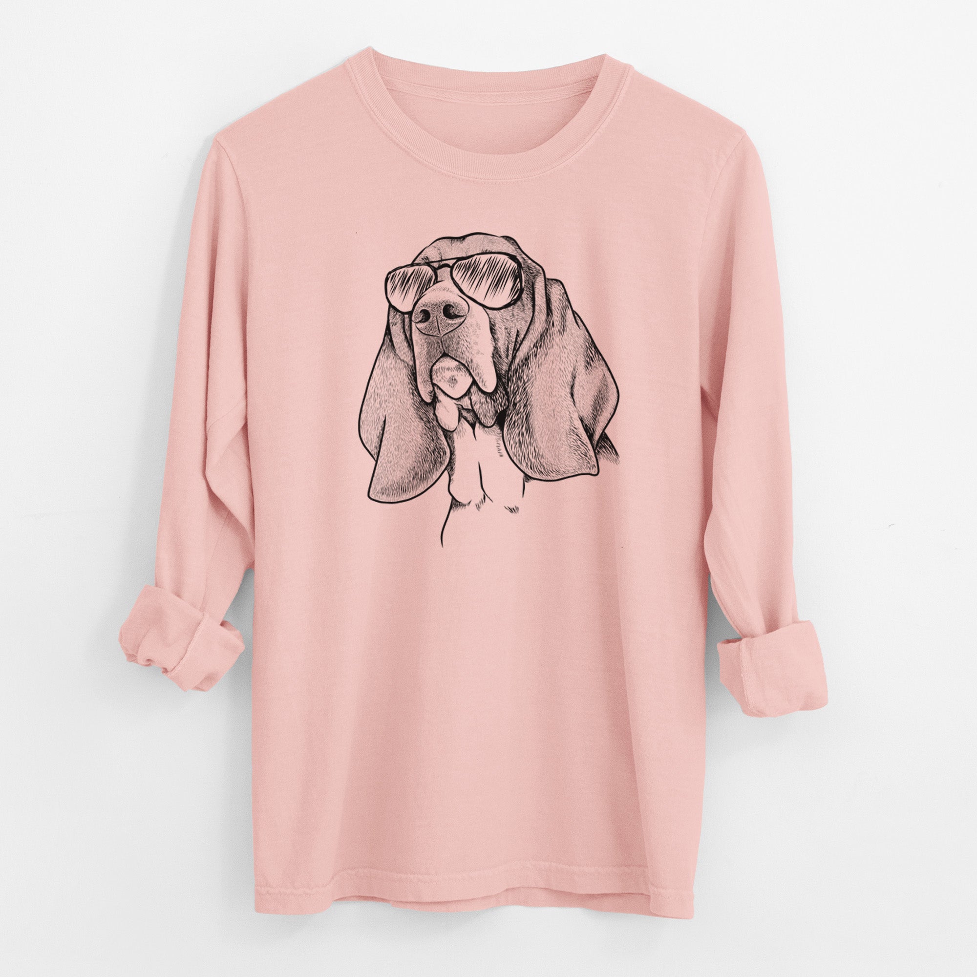 Aviator Cooper the Basset Hound - Men's Heavyweight 100% Cotton Long Sleeve