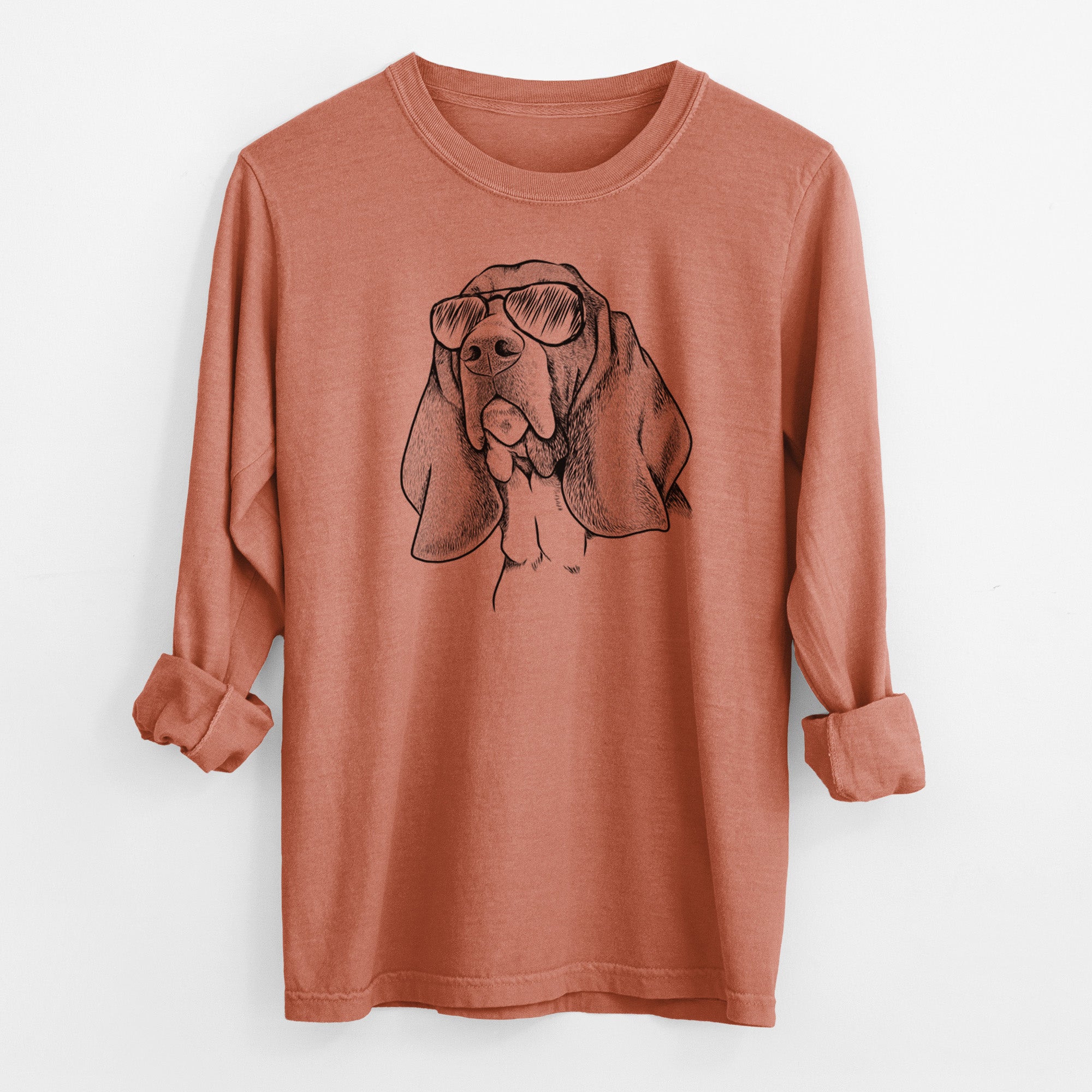 Aviator Cooper the Basset Hound - Men's Heavyweight 100% Cotton Long Sleeve