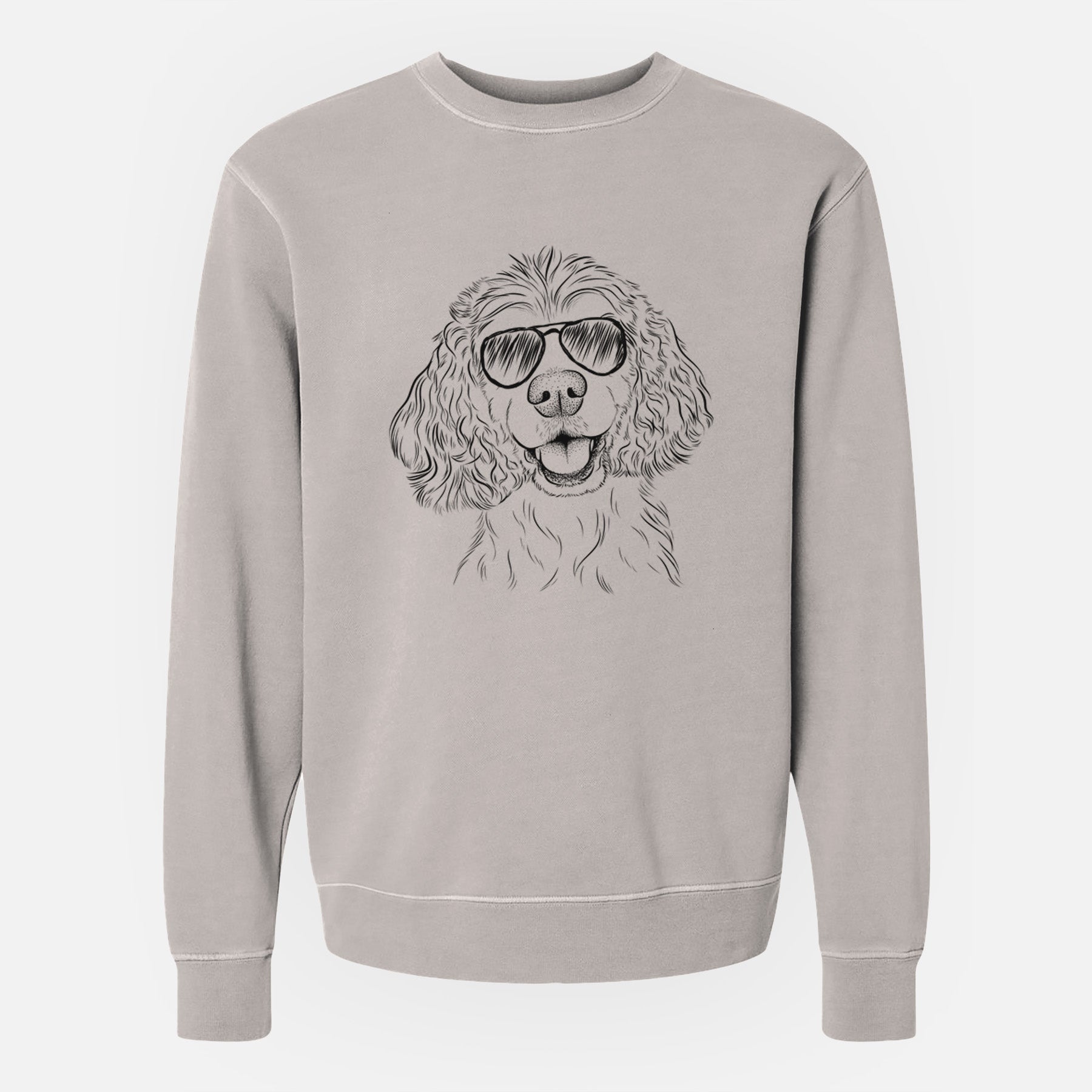 Aviator Cricket the American Cocker Spaniel - Unisex Pigment Dyed Crew Sweatshirt