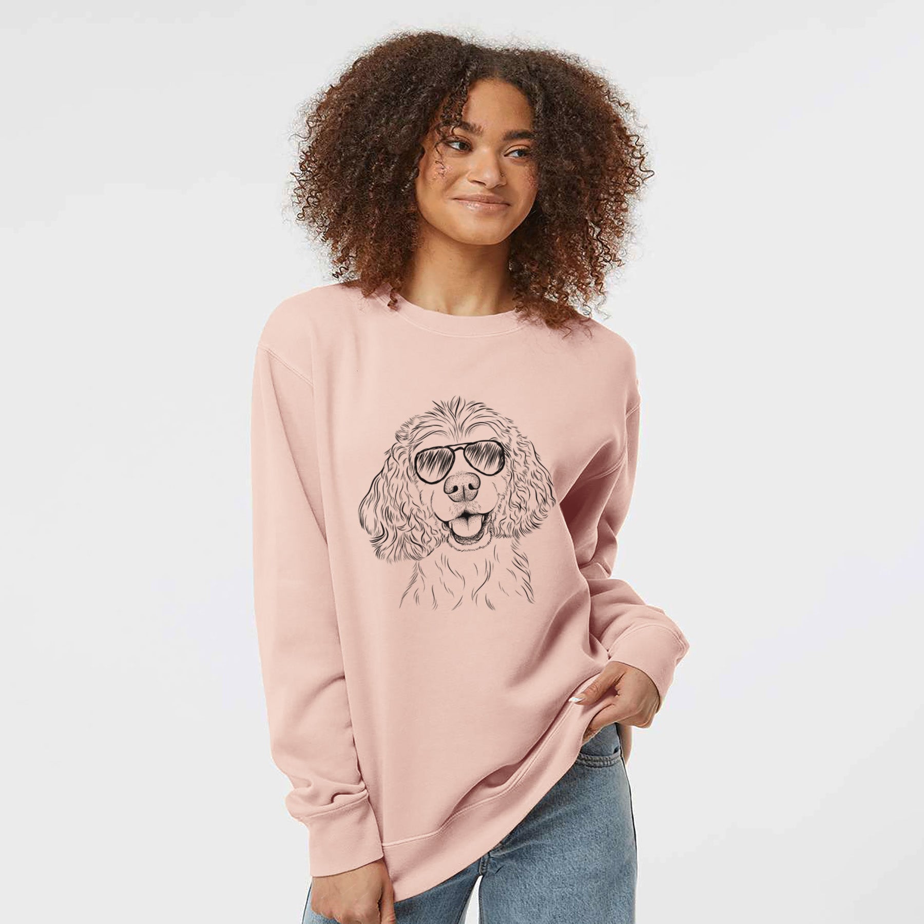 Aviator Cricket the American Cocker Spaniel - Unisex Pigment Dyed Crew Sweatshirt